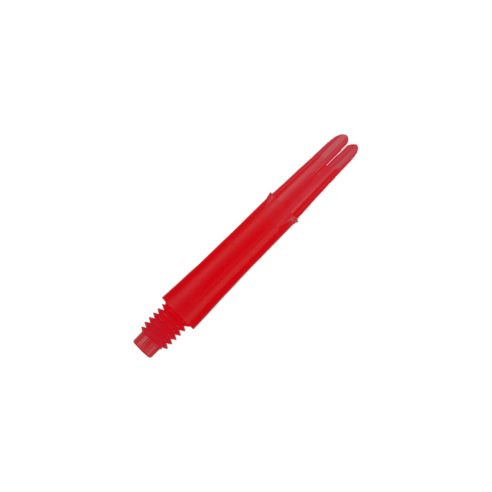 L-L-Style-Shafts Locked Straight - Red Das Bild zeigt einen geraden, roten Dart-Schaft. Er besitzt ein Gewinde an einem Ende und ist ohne Kappen abgebildet.