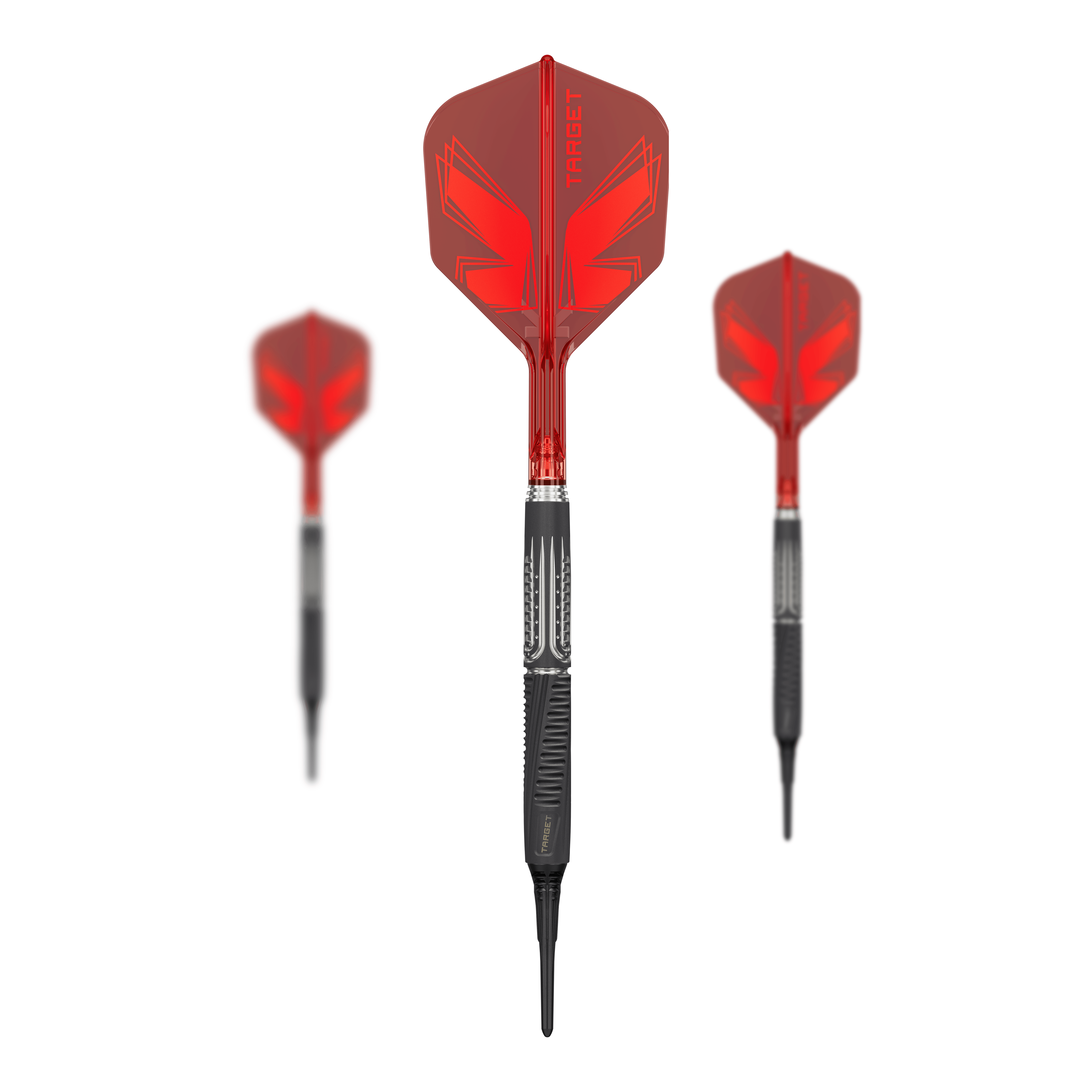 Target Shift Softdarts - 18g Zu sehen sind die Target Shift Softdarts mit 18g. Das komplette Set liegt nebeneinander.