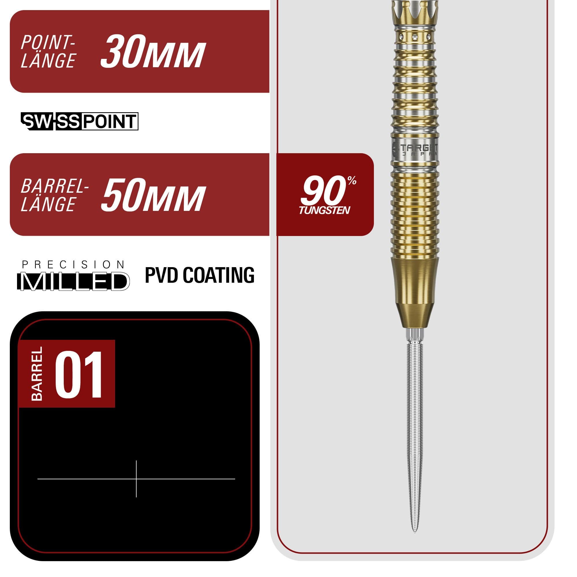 Target Japan Black Marque Enzo Swiss Point Steel Darts Dies ist ein Bild der Target Japan Black Marque Enzo Swiss Point Steeldarts. Die Darts sind modern und hochwertig gestaltet.