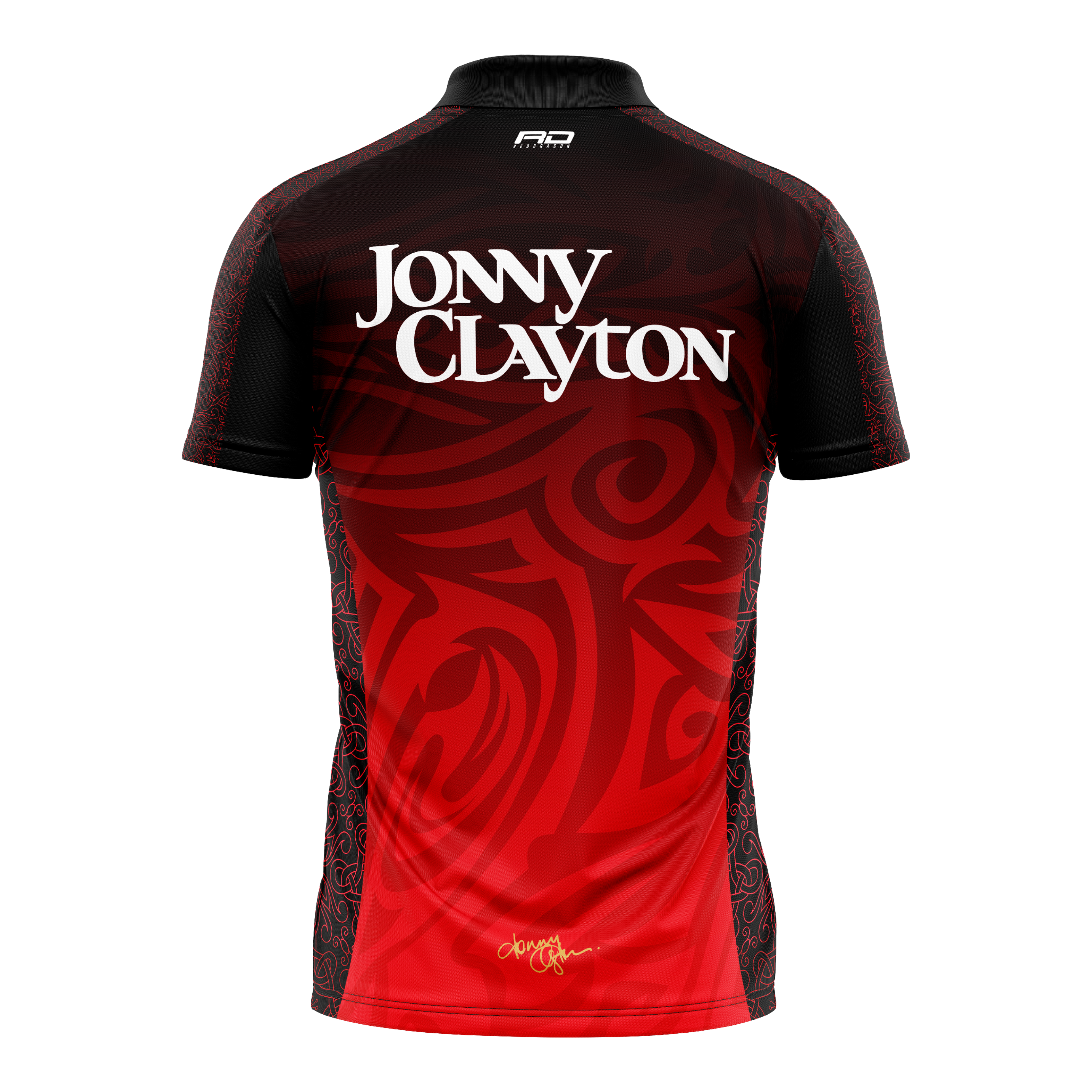 Gezeigt wird das Red Dragon Jonny Clayton Limited Edition Dartshirt. Es handelt sich um eine limitierte Edition, speziell entworfen für Dartliebhaber.
