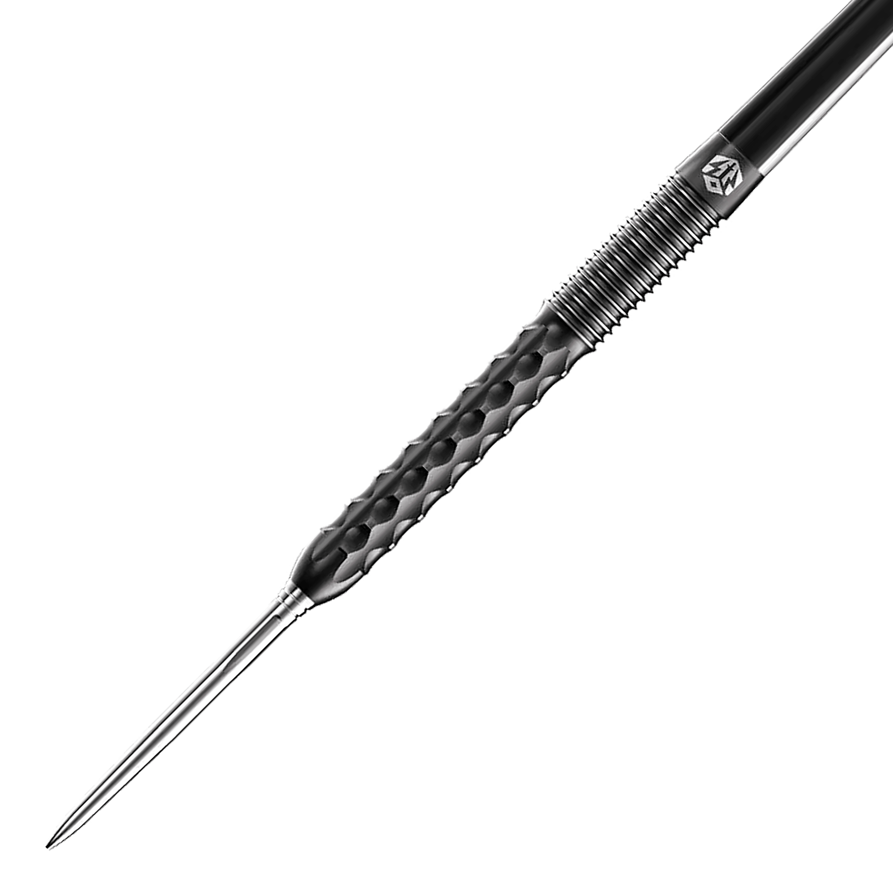 Caliburn Sword S1 steel darts Das Bild zeigt einen Caliburn Sword S1 Steeldart. Der Dartpfeil hat eine silberne Spitze und einen schwarz strukturierten Griff.