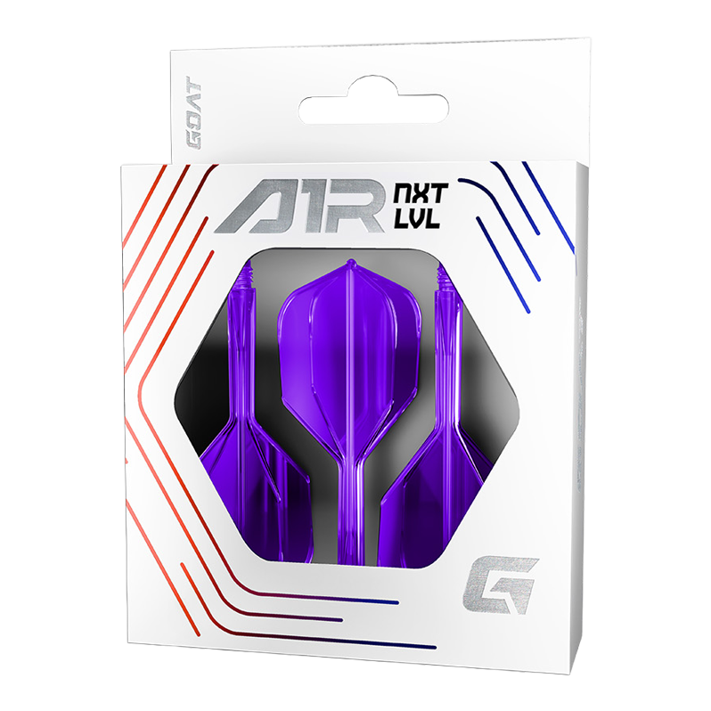 Das Bild zeigt das GOAT A1R No6 Flight-Shaft-System in Neon Lila. Das Produkt eignet sich bestens als Dart-Zubehör.