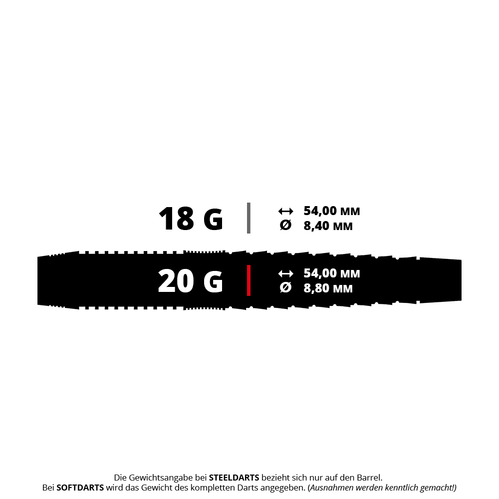 Harrows Nox Premium Brass Soft Darts Gezeigt werden die Harrows Nox Premium Brass Softdarts mit einem Gewicht von 20 Gramm. Die Aufnahme hebt das Design und die Verarbeitung der Darts hervor.