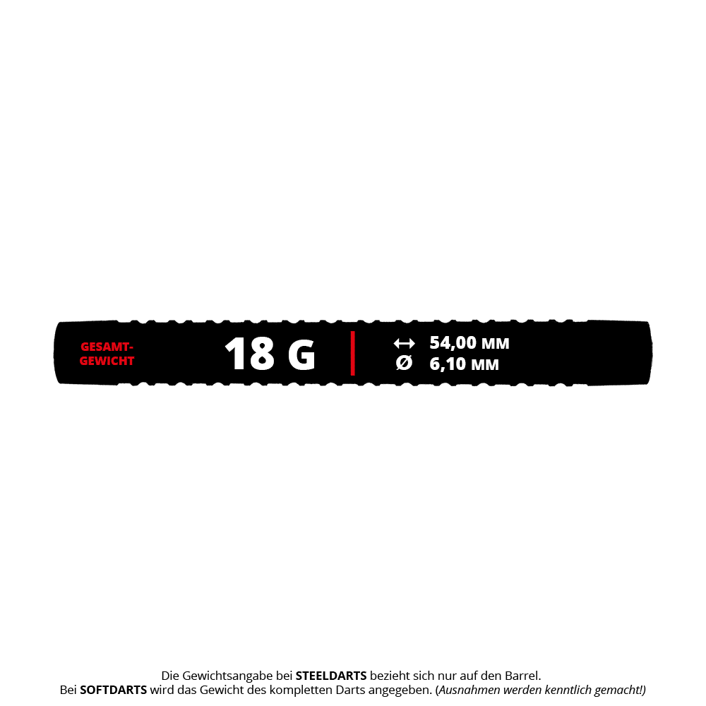 Hier sieht man einen McDart Double Ring Softdart Barrels - 18g. Das Barrel besitzt eine doppelte Ringstruktur.