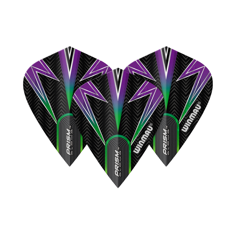 Winmau Alpha Black Green Purple Kite Flights