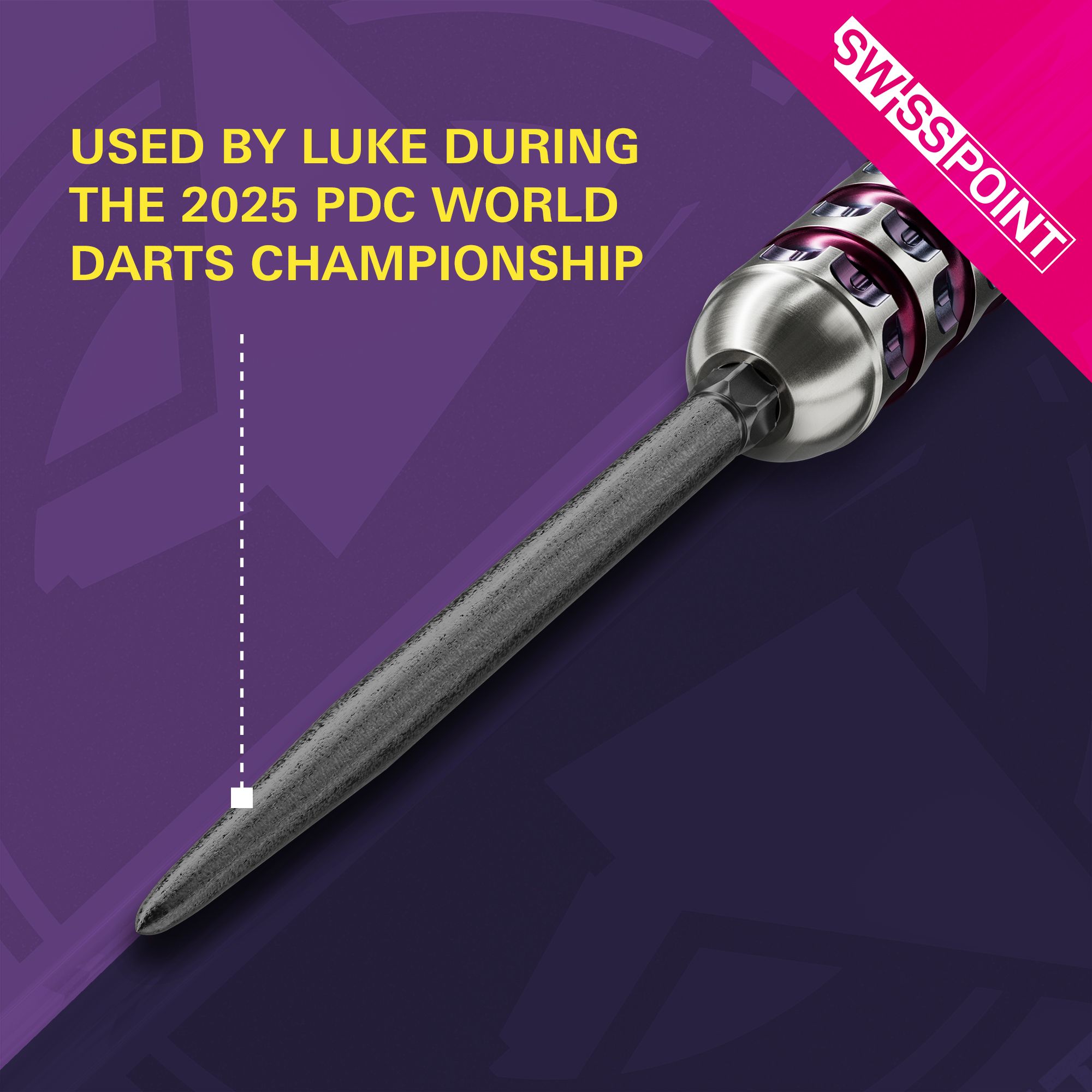 Das Bild zeigt die Target Swiss Point SLK Dartspitzen in Schwarz. Sie wurden von Luke während der PDC Darts-Weltmeisterschaft 2025 verwendet.