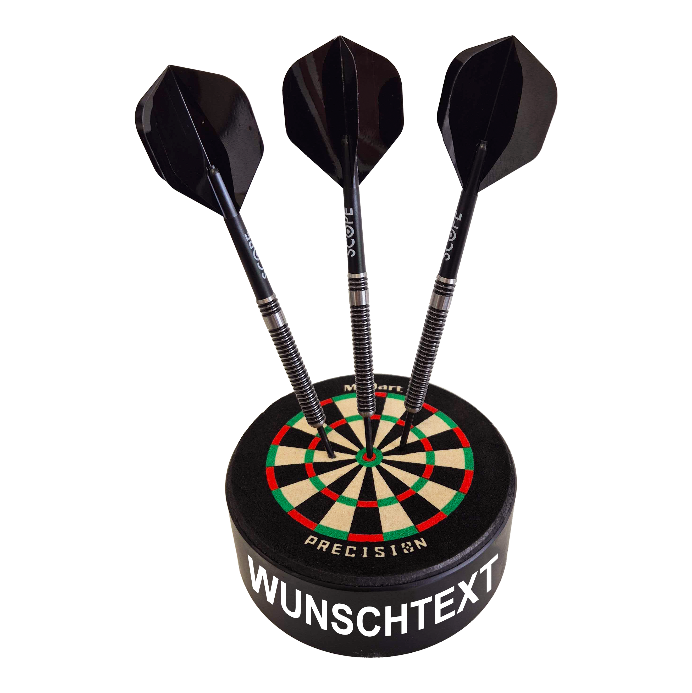 McDart Precision Mini Dartboard with custom text Hier ist ein Produktfoto mit dem Dateinamen 765_McDart_Mini_Precision_Dartboard_Darthalter_1_Arial zu sehen. Weitere Produktdetails sind nicht verfügbar.