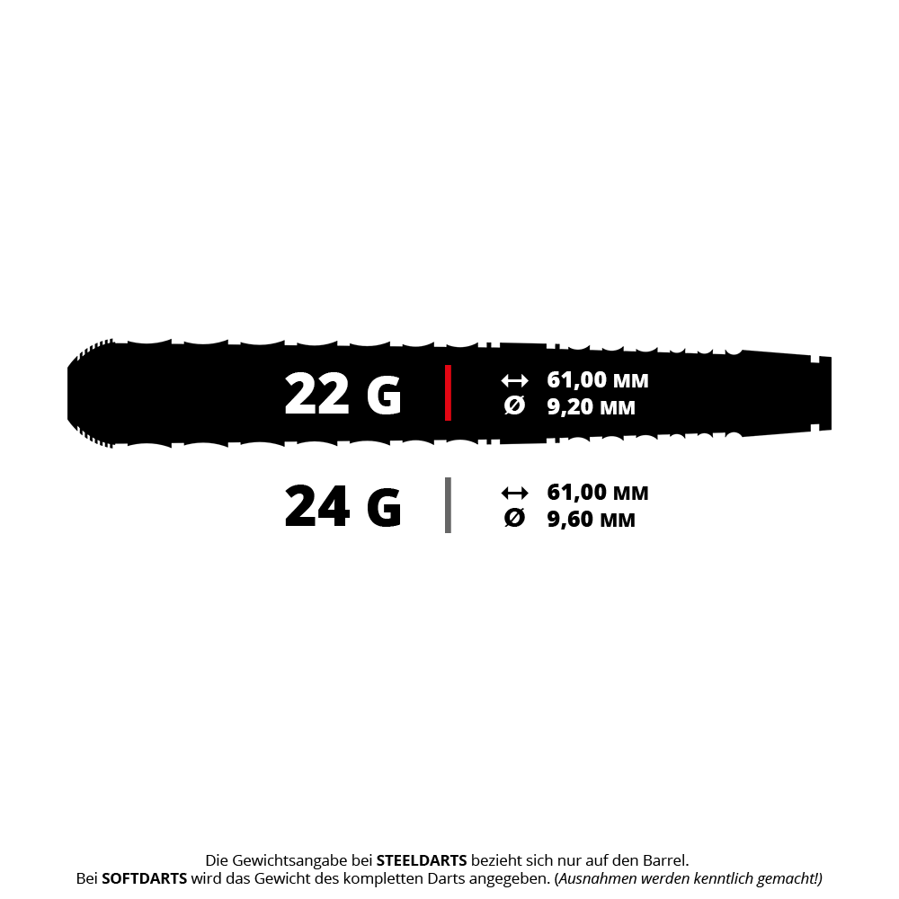 Das Bild zeigt vermutlich Harrows Vulcan Steeldarts mit einem Gewicht von 22g. Dies ist ein Produktfoto für Steeldarts.
