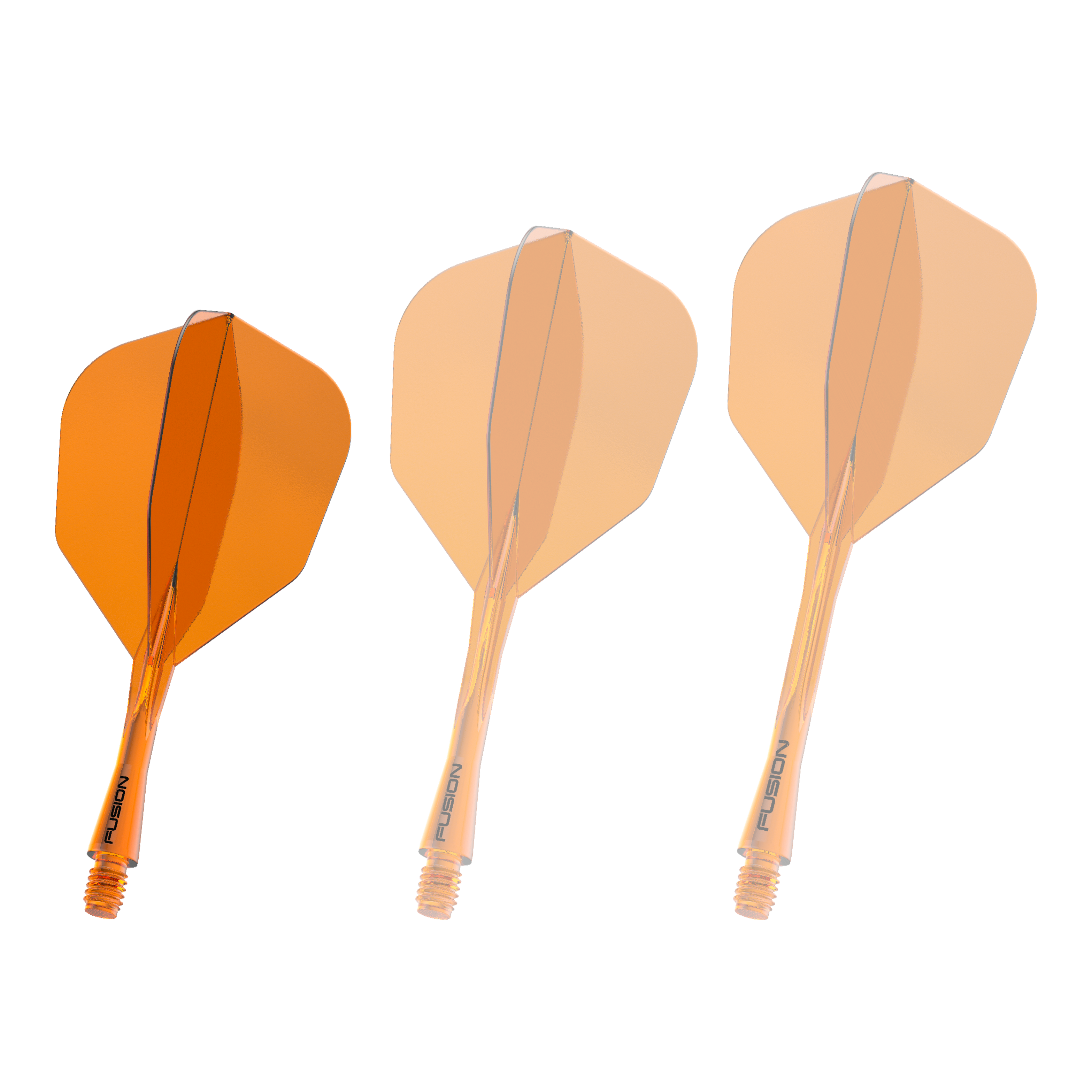 Das Bild zeigt das Winmau Fusion Flight Shaft System No6 in der Farbe Neon Orange mit einer Länge von 22 mm. Es handelt sich um eine weitere Ansicht des Produkts.