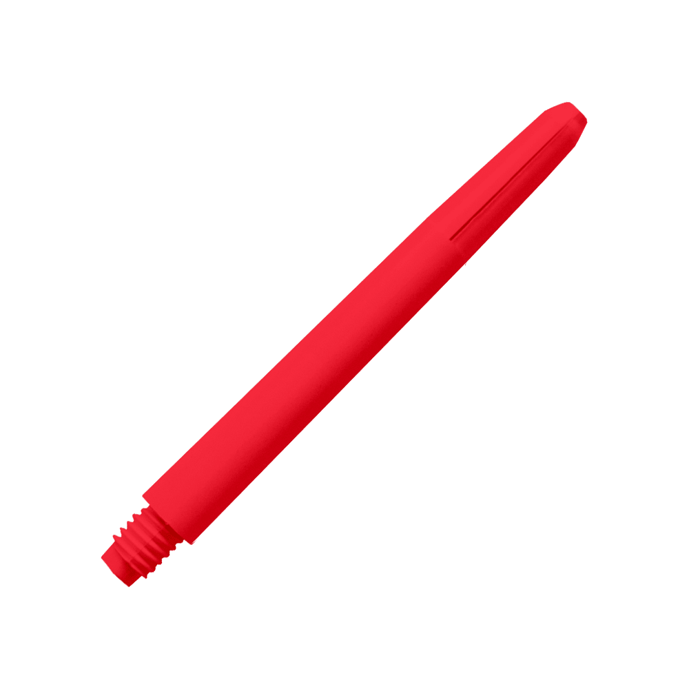 571_Nylon_Shafts_Rot_48mm_2 Das Bild zeigt einen roten Nylon-Schaft. Der Schaft hat ein schlichtes, glattes Design.