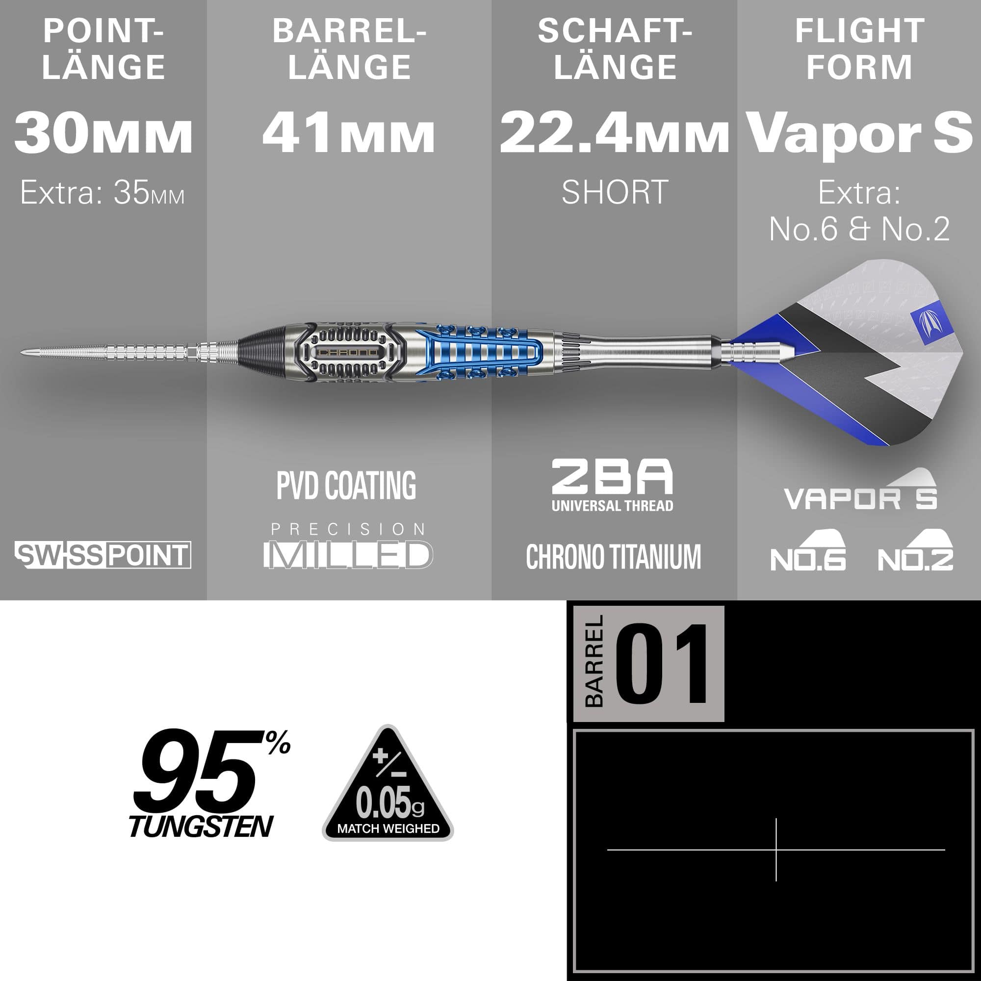 Target Phil Taylor Power X Chrono Swiss Points steel darts