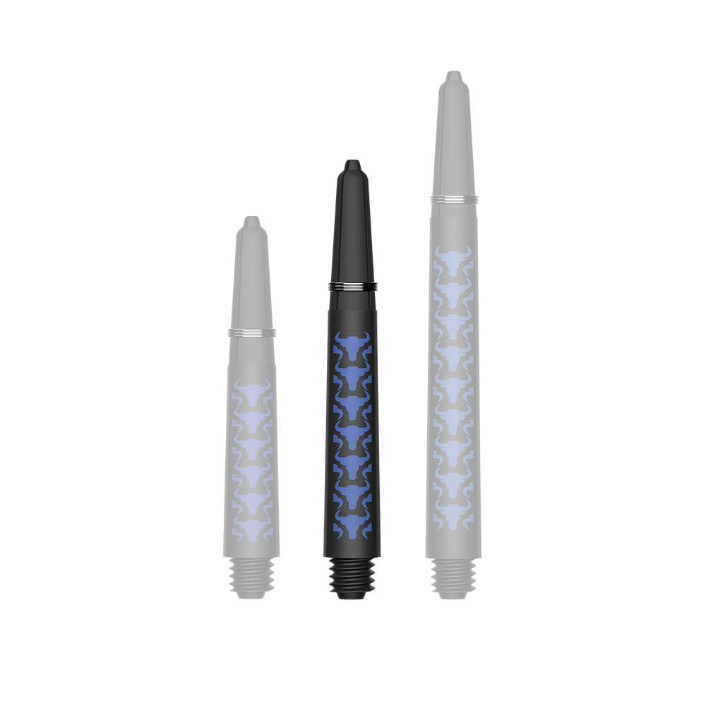 Bulls NL Capo Carbon Shafts - Blue Das Foto zeigt BullsNL Capo Carbon Shafts Blau Short 34mm. Es handelt sich um einen einzelnen Dart-Schaft aus Carbon.