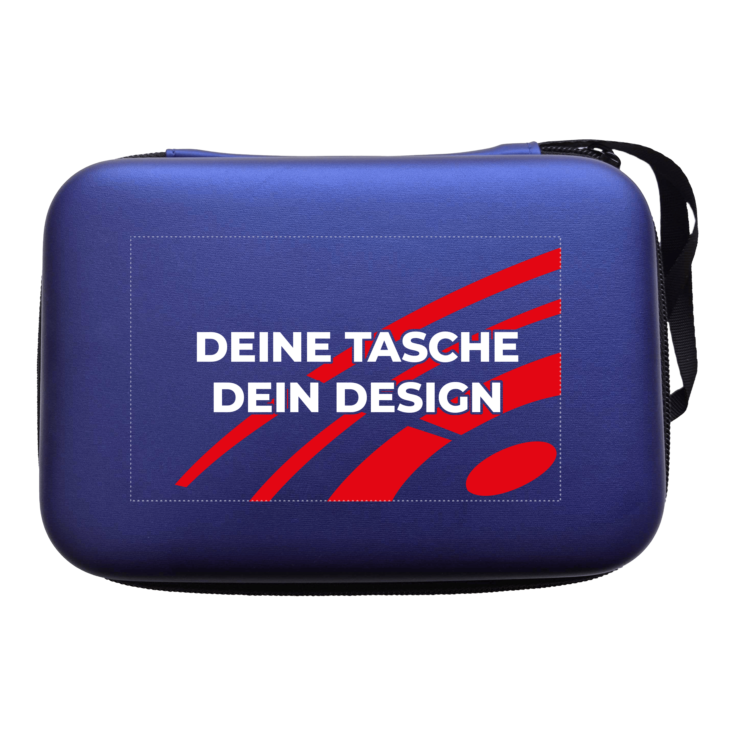 Hier ist ein McDart System4 Dartcase in Blau Metallic zu sehen. Das Etui liegt geöffnet auf einer glänzenden Oberfläche.