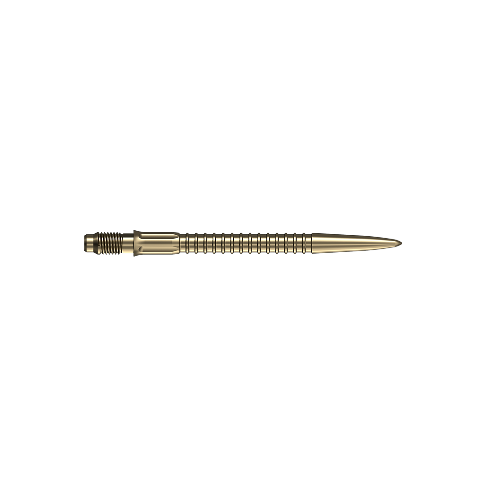 Mission R2.5 Rapid Point GV1 Dart Tips - Gold Dartspitzen in goldener Farbe sind auf weißem Hintergrund abgebildet. Geeignet als Ersatzteile für Darts.