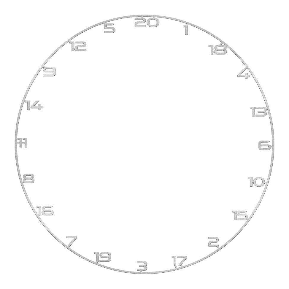 Bullet Dartboard Number Ring Das Bild zeigt einen Dartboard-Zahlenring in Silber. Der Zahlenring eignet sich zur Anzeige der Punktebereiche am Dartboard.