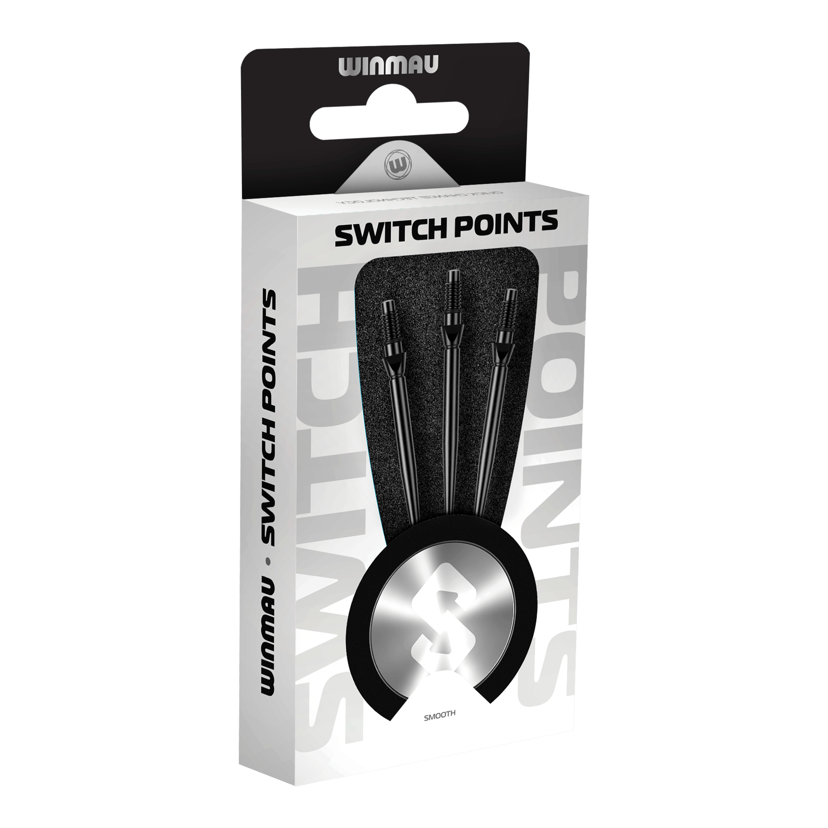 Winmau Switch Point Smooth Steel Dart Tips - Black Hier sieht man die Winmau Switch Point Smooth Steeldartspitzen in Schwarz. Die Dartspitzen haben ein glattes Design und sind schwarz gefärbt.