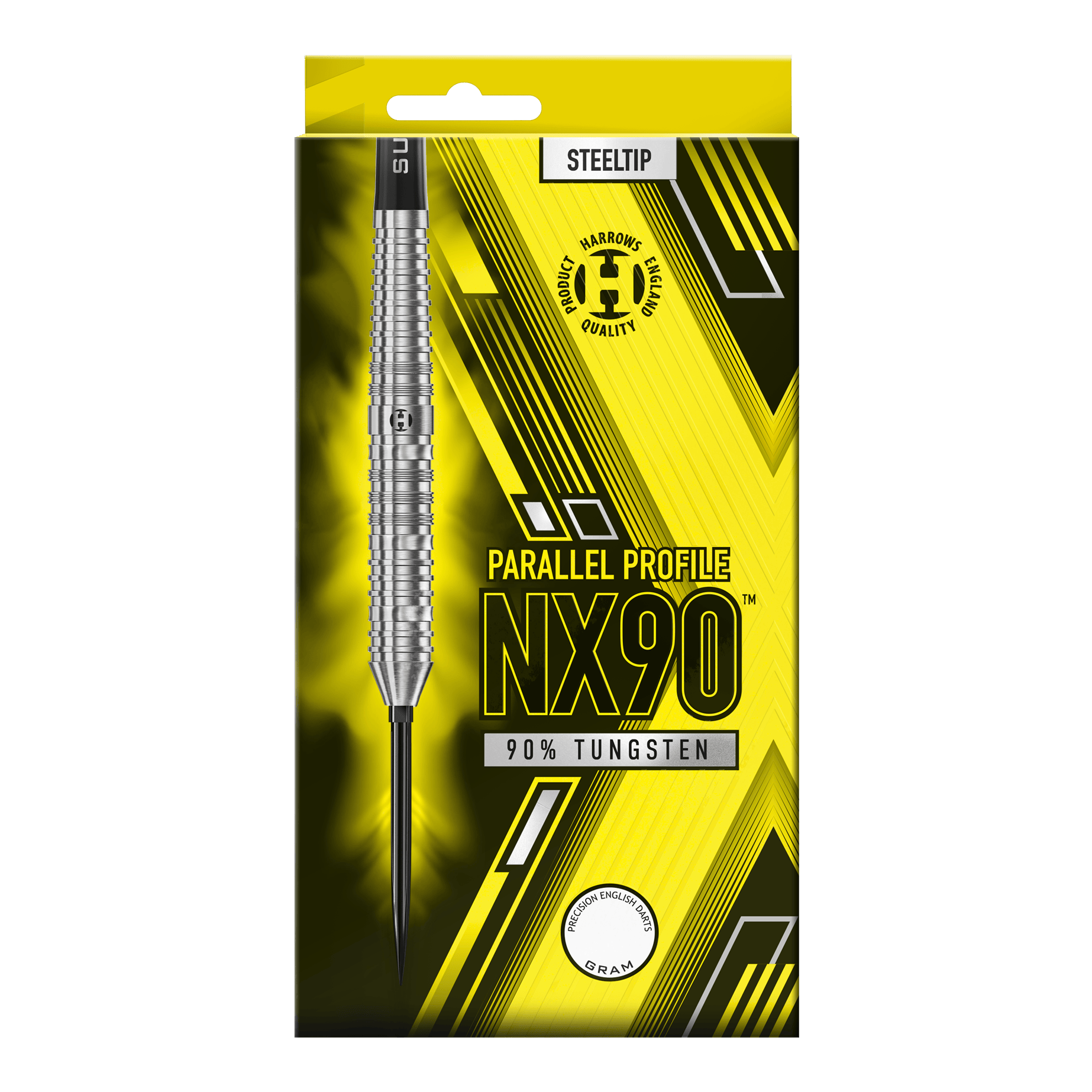 Harrows NX90 Parallel Quick Point Steel Darts Das Bild präsentiert die Harrows NX90 Parallel Quick Point Steeldarts. Das Produkt ist für den Einsatz beim Steeldart geeignet.