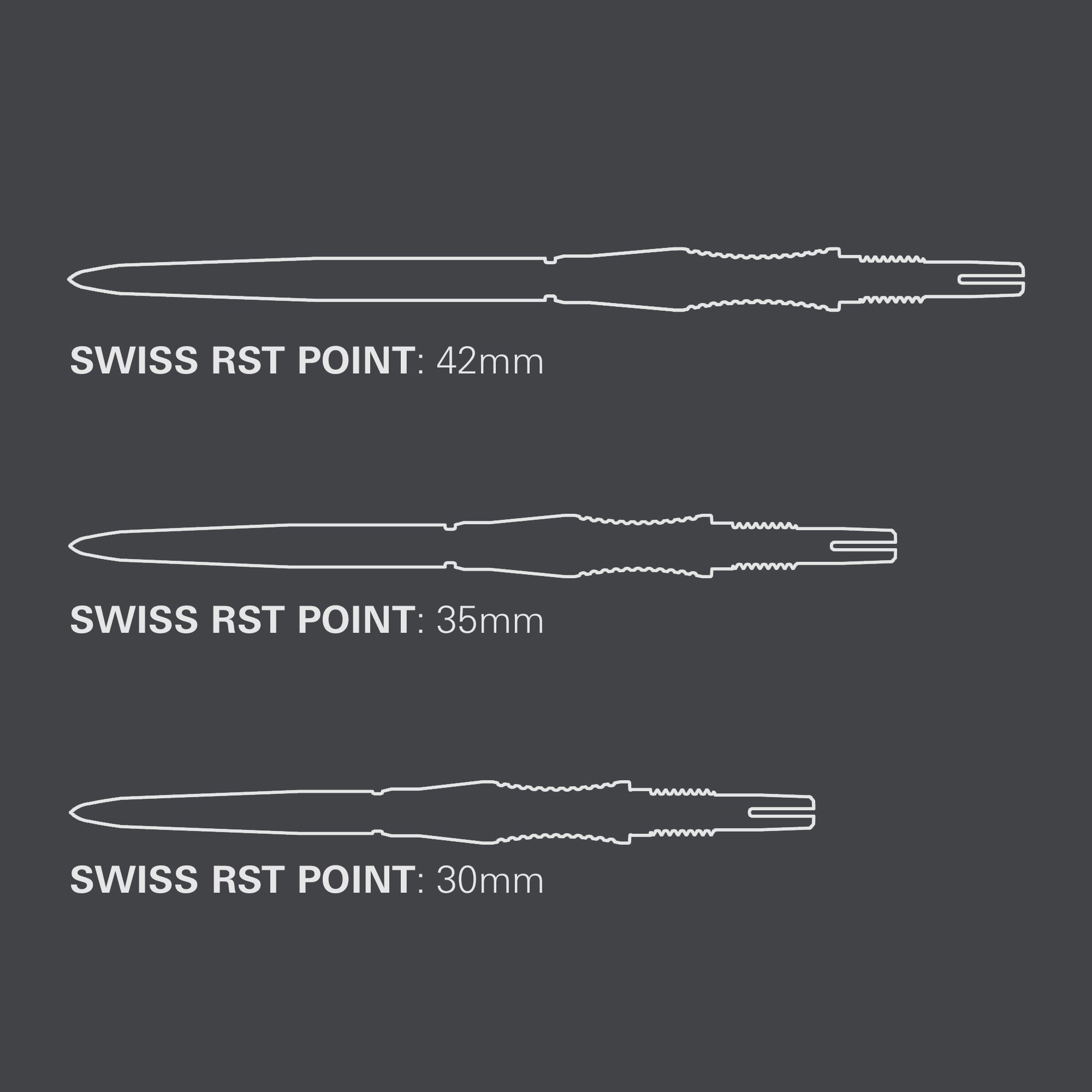 Abgebildet sind die Target Swiss Point Dartspitzen Signature RST in Silber. Die Spitzen sind mit einer RST-Oberfläche versehen und bieten optimalen Grip.