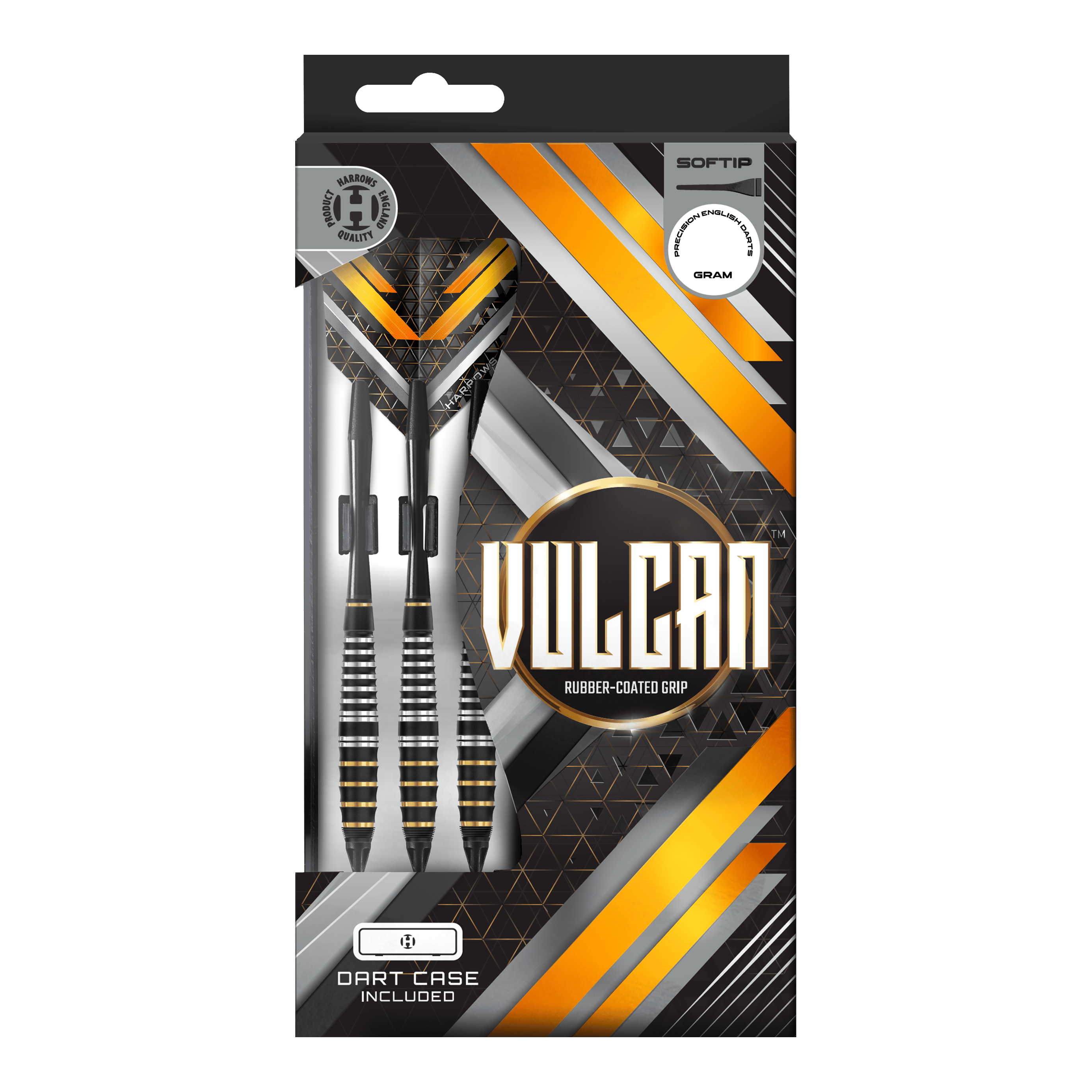 Harrows Vulcan Softdarts Zu sehen sind die Harrows Vulcan Softdarts. Diese Softdarts zeichnen sich durch ihr modernes Design aus.