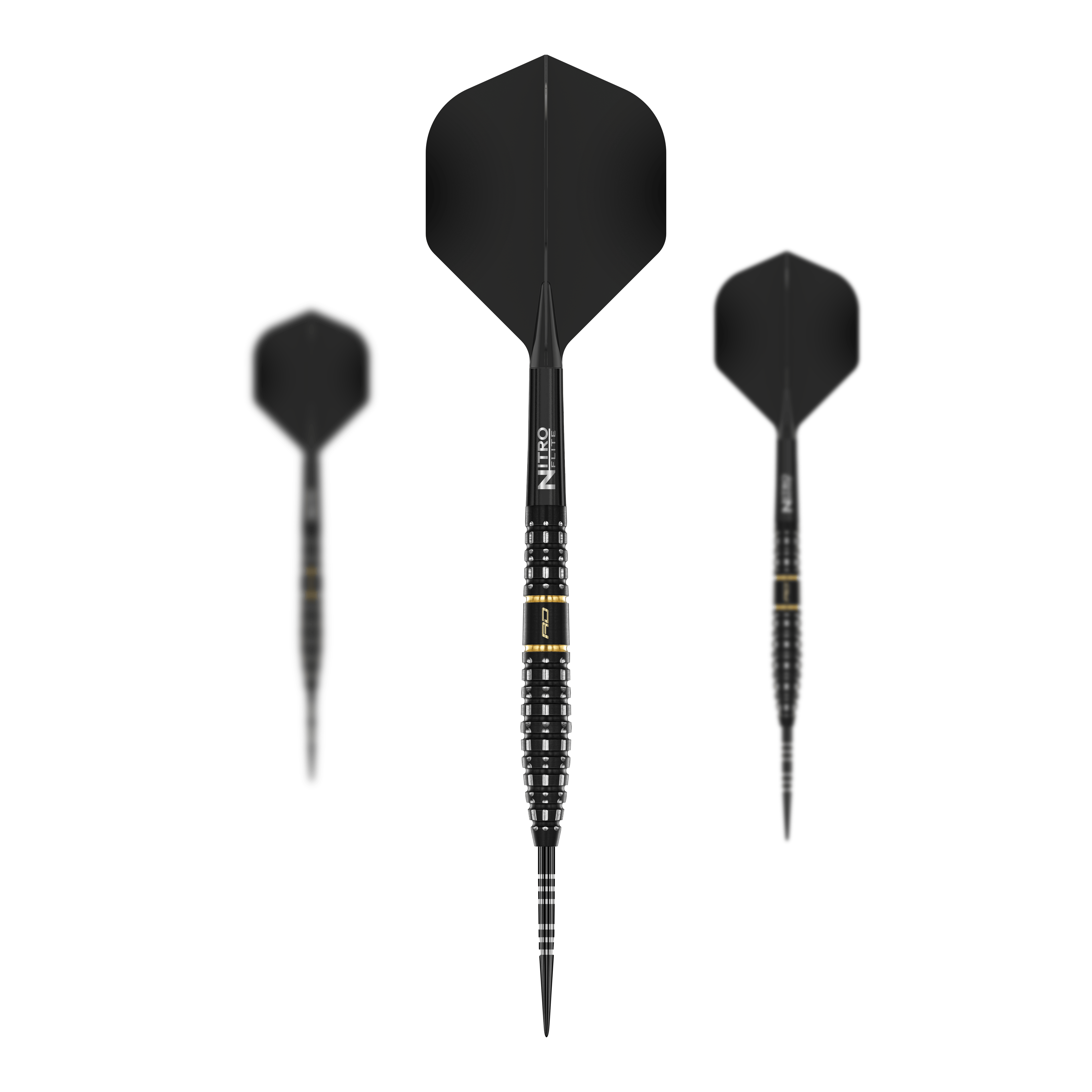 Hier sind die Red Dragon Ascend Torpedo Steeldarts als Set zu sehen. Das Bild zeigt die Zusammenstellung und das Aussehen der Darts.