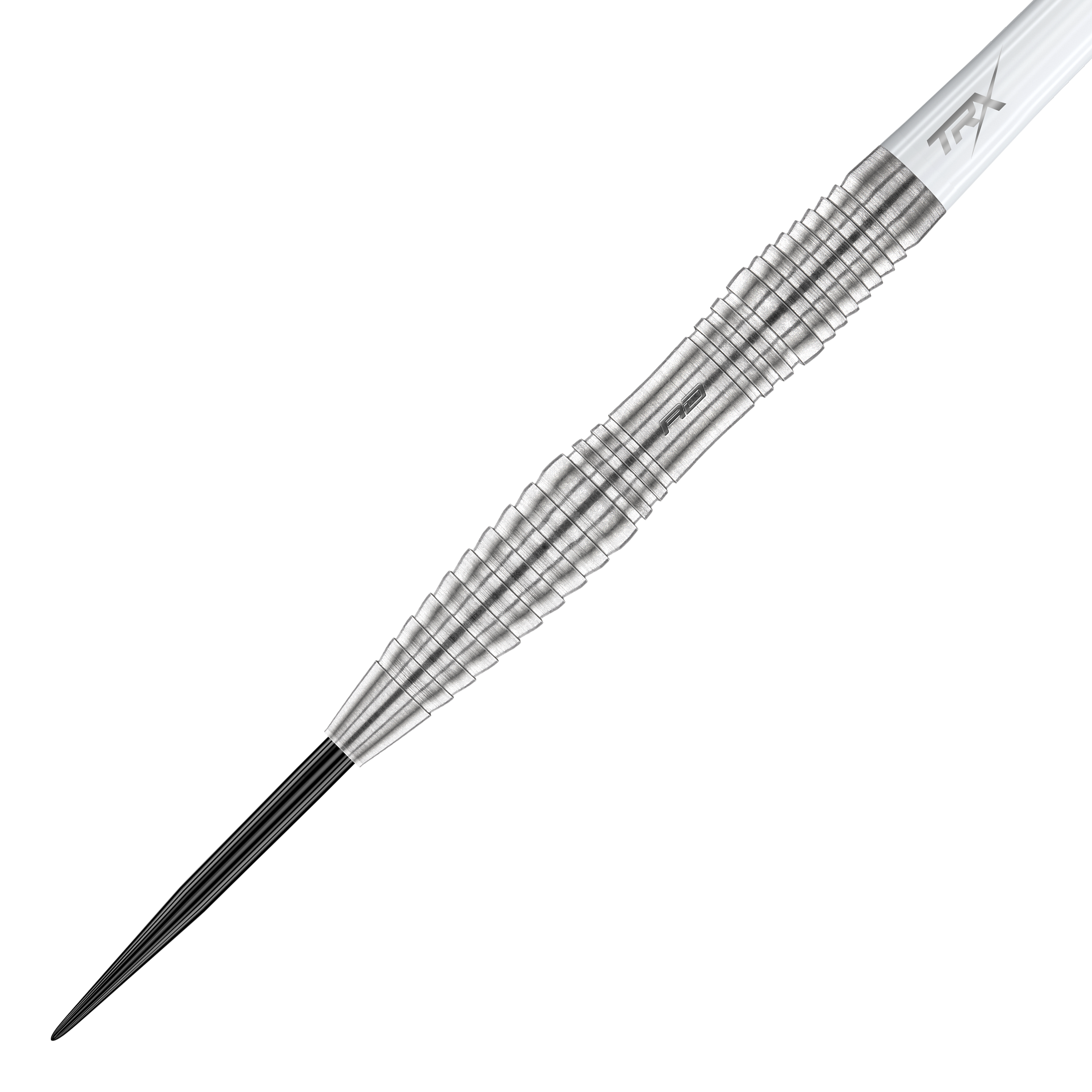 Red Dragon Seren 3 Pure Steeldarts Das Bild zeigt einen Red Dragon Seren 3 Pure Steeldart. Der Dartpfeil ist silberfarben und hat ein gerilltes Griffdesign.