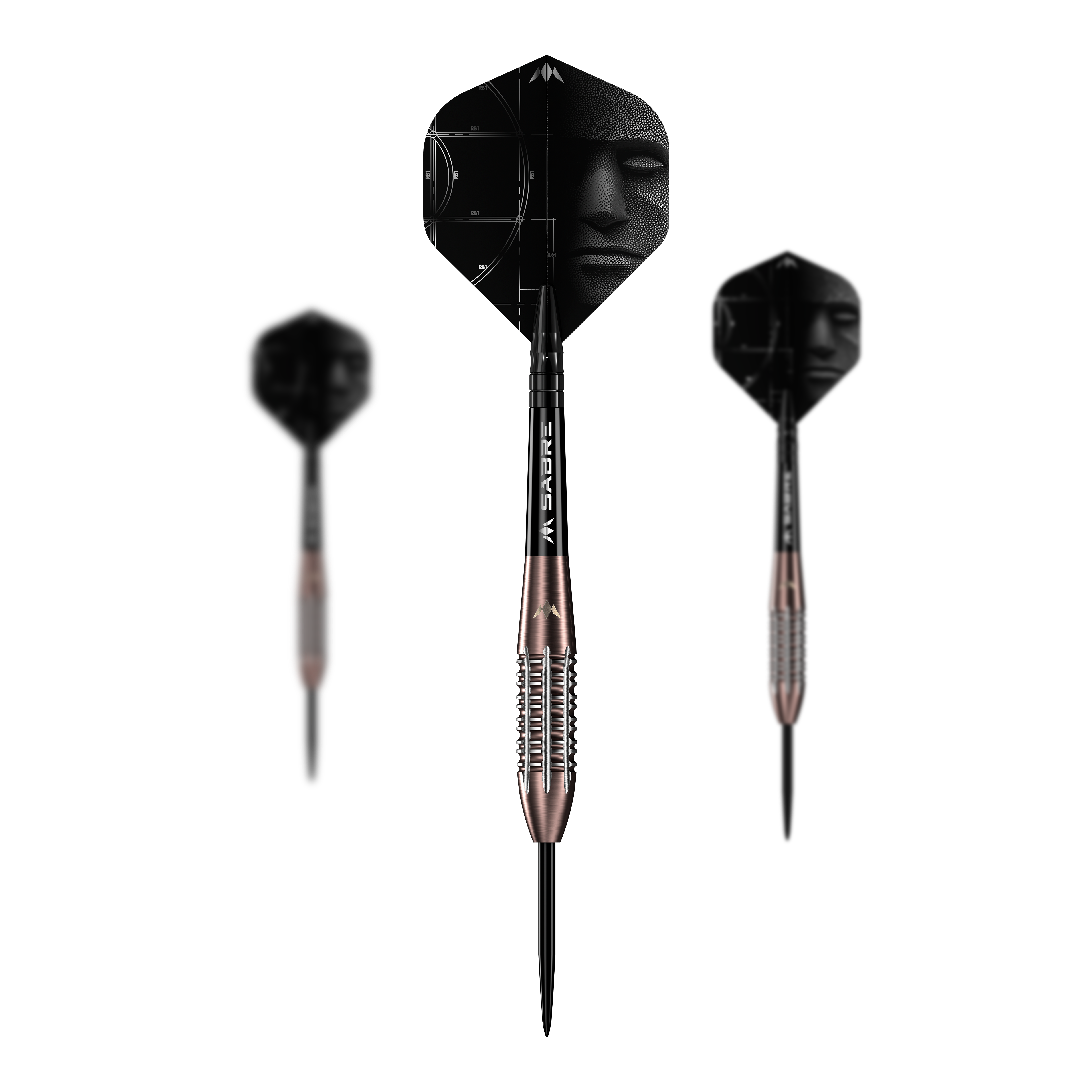 Abgebildet ist ein Set der Mission Arkitekt Bronze Silika PVD Steeldarts mit 23,5g. Das Set zeigt mehrere Darts in Bronzeoptik.