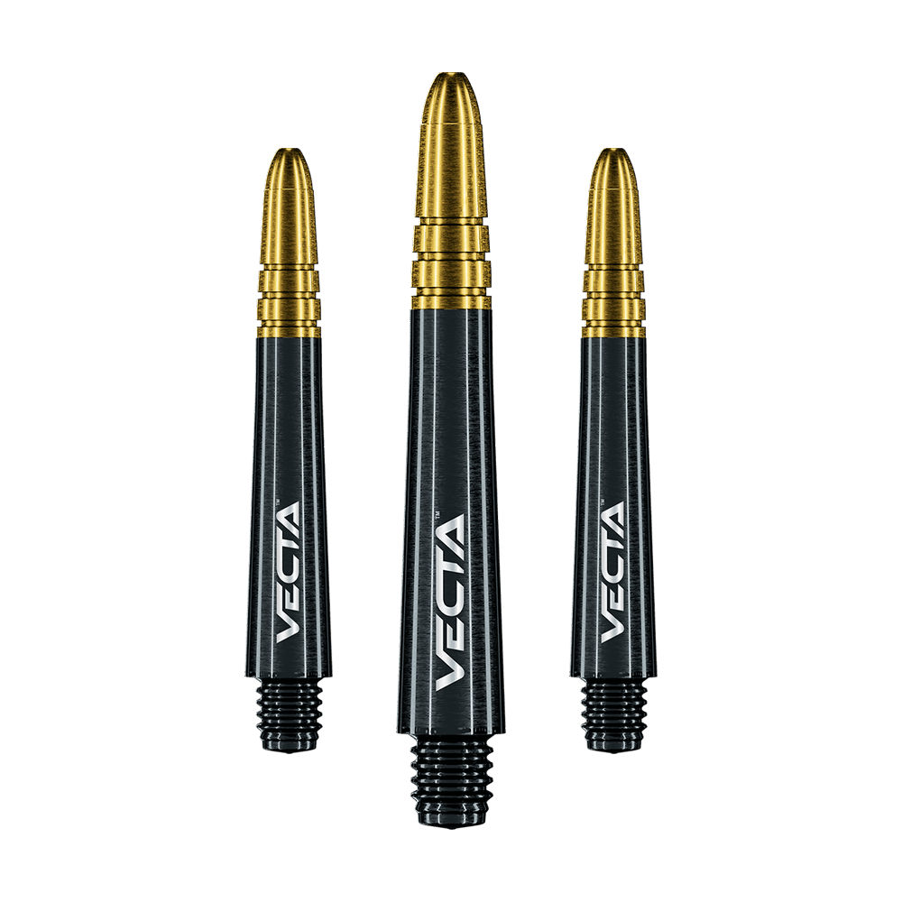 7025-409_Winmau_Vecta_Shafts_Schwarz_Gold_37mm_1teSlm54iNwsM3 Ein Vecta Dart-Schaft von Winmau in Schwarz-Gold ist zu sehen.