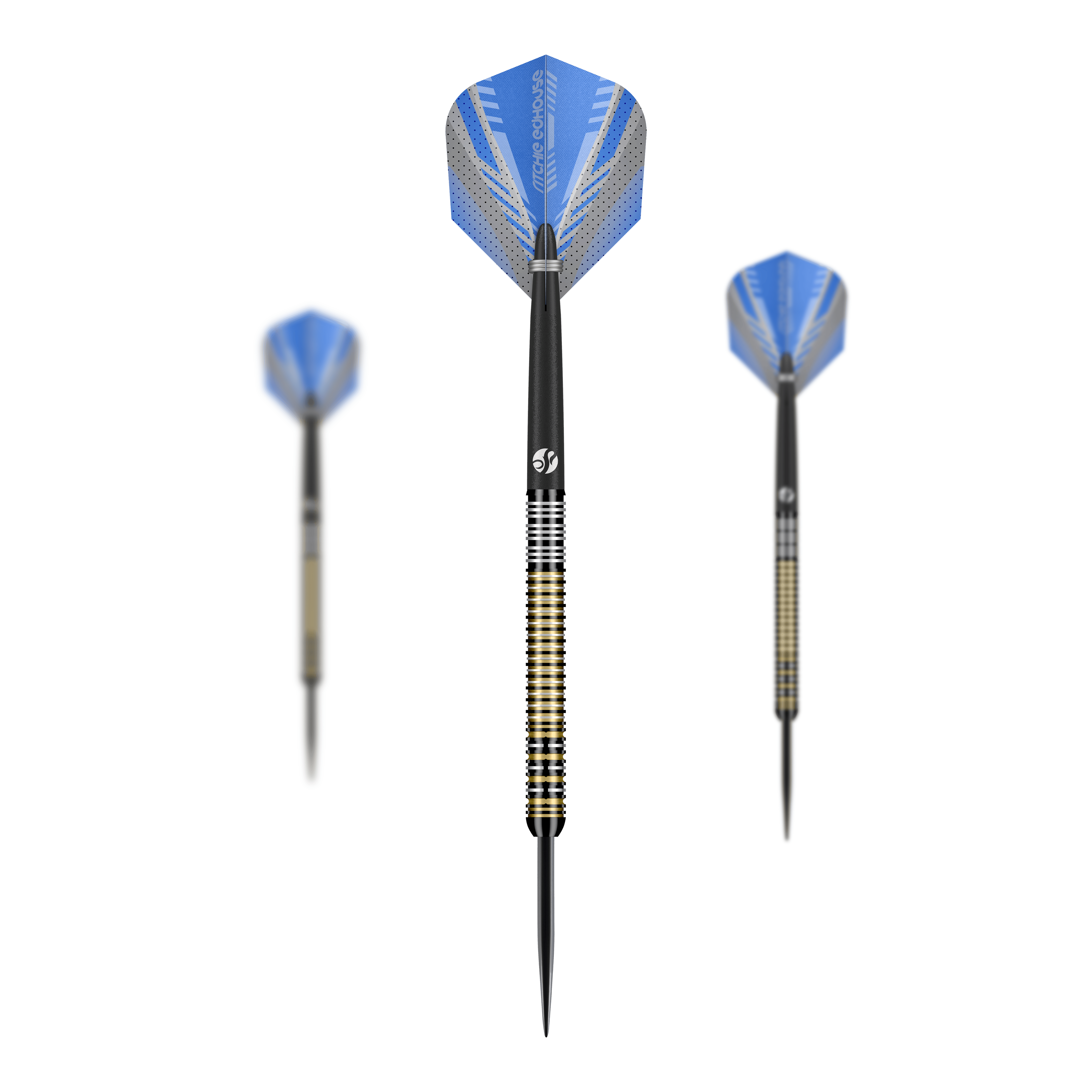 Dieses Bild zeigt ein Set der Shot Ritchie Edhouse Madhouse Steeldarts. Das Set eignet sich perfekt für Dartspieler, die Wert auf Qualität legen.