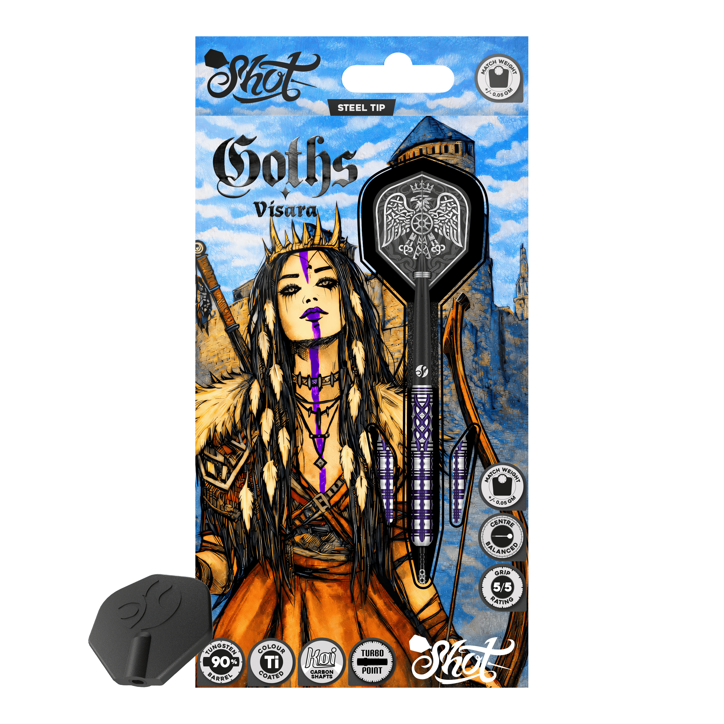 Shot Goths Visara Turbo Point Steel Darts - 23g Shot Goths Visara Turbo Point Steel Darts - 23g