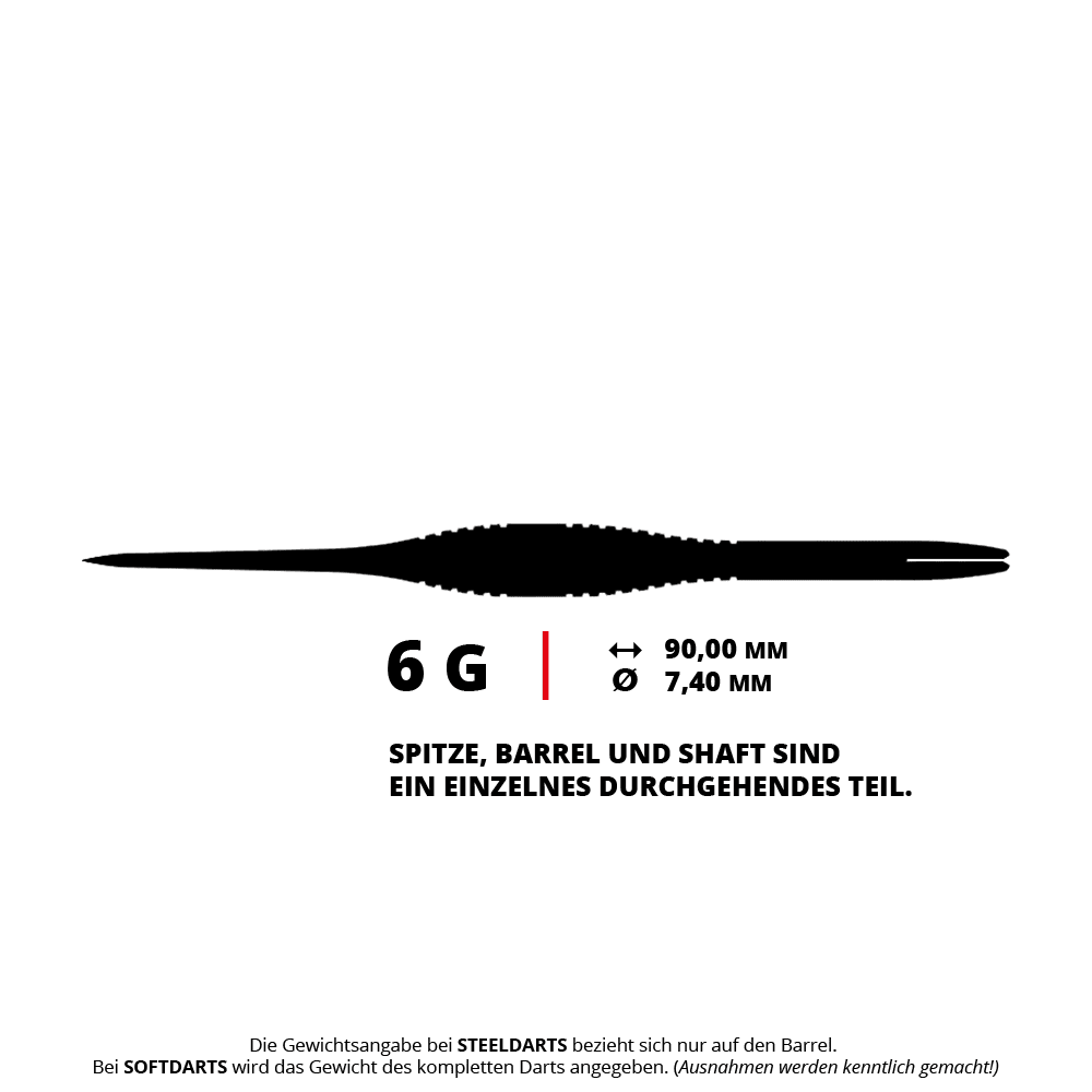 Caliburn TTD Complete Titanium T2 Silver Steeldarts - 6g Das Bild zeigt die Caliburn TTD Complete Titanium T2 Black Steeldarts - 6g. Die Steeldarts sind in dunklem Design und wiegen 6 Gramm.