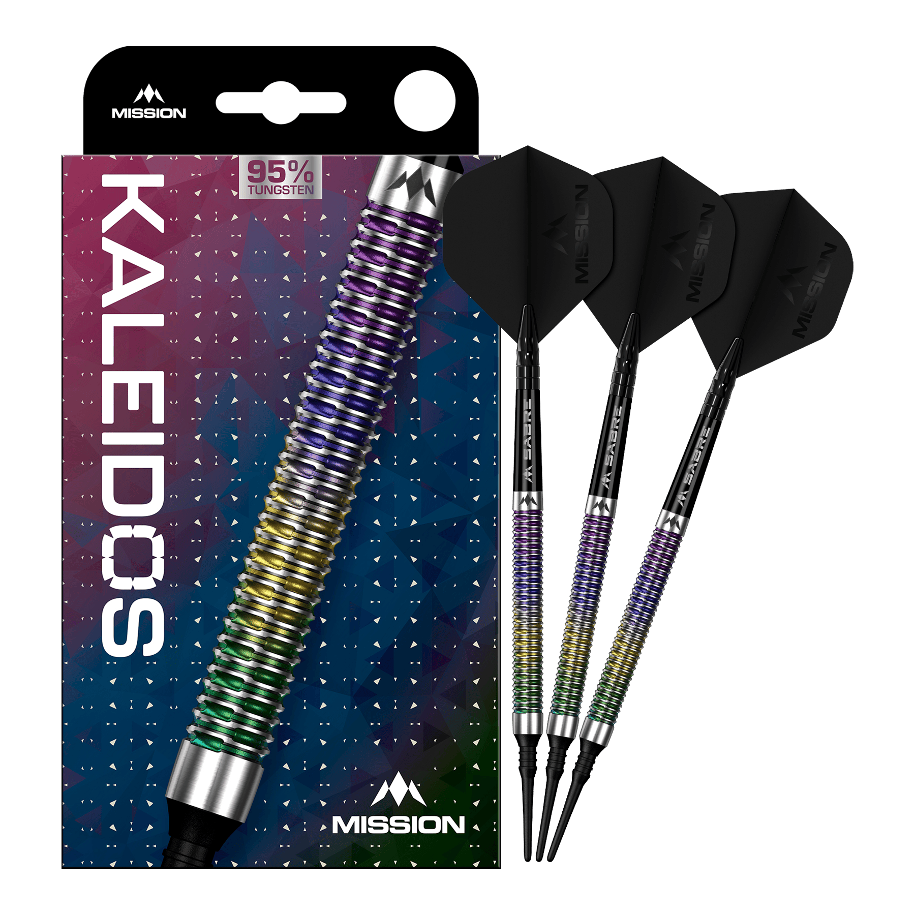 Mission Kaleidos soft darts - 19g Mission Kaleidos Softdarts - 19g ist auf dem Bild zu sehen. Der Softdart ist vollständig abgebildet.
