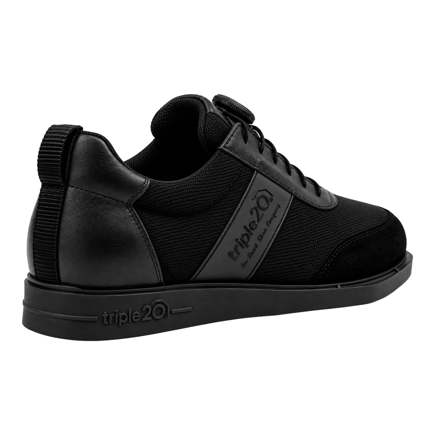 Triple20 Dart Shoes Textile with Twist Closure - Black Das Bild zeigt die Triple20 Dartschuhe Textil mit Drehverschluss - Schwarz. Die Schuhe sind für den Dartsport gedacht.