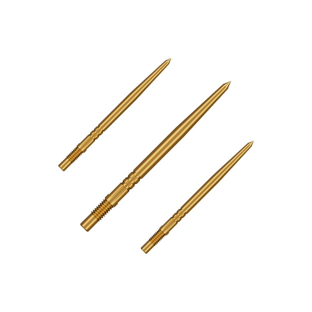 Shot Turbo Point Dart Tips - Gold Das Set besteht aus mehreren goldfarbenen Dartspitzen mit feiner Gravur. Sie sind für den Austausch bestimmt.