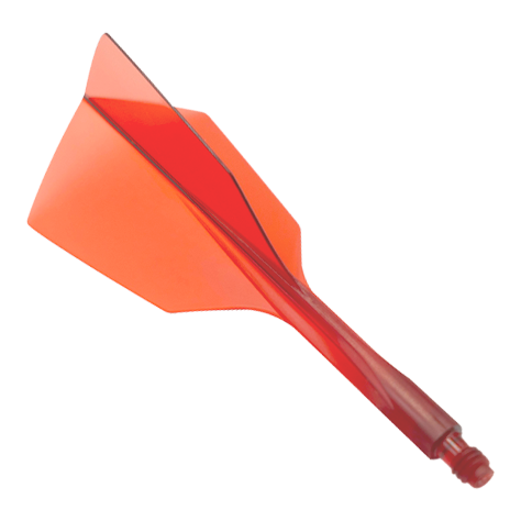 Condor Ax 120 Flight System Clear Red - Narrow Das Bild zeigt ein rotes Dartflight-System mit schmalem Design. Es handelt sich um das Produkt "Condor Axe 120 Flight-System Clear Red - Narrow".