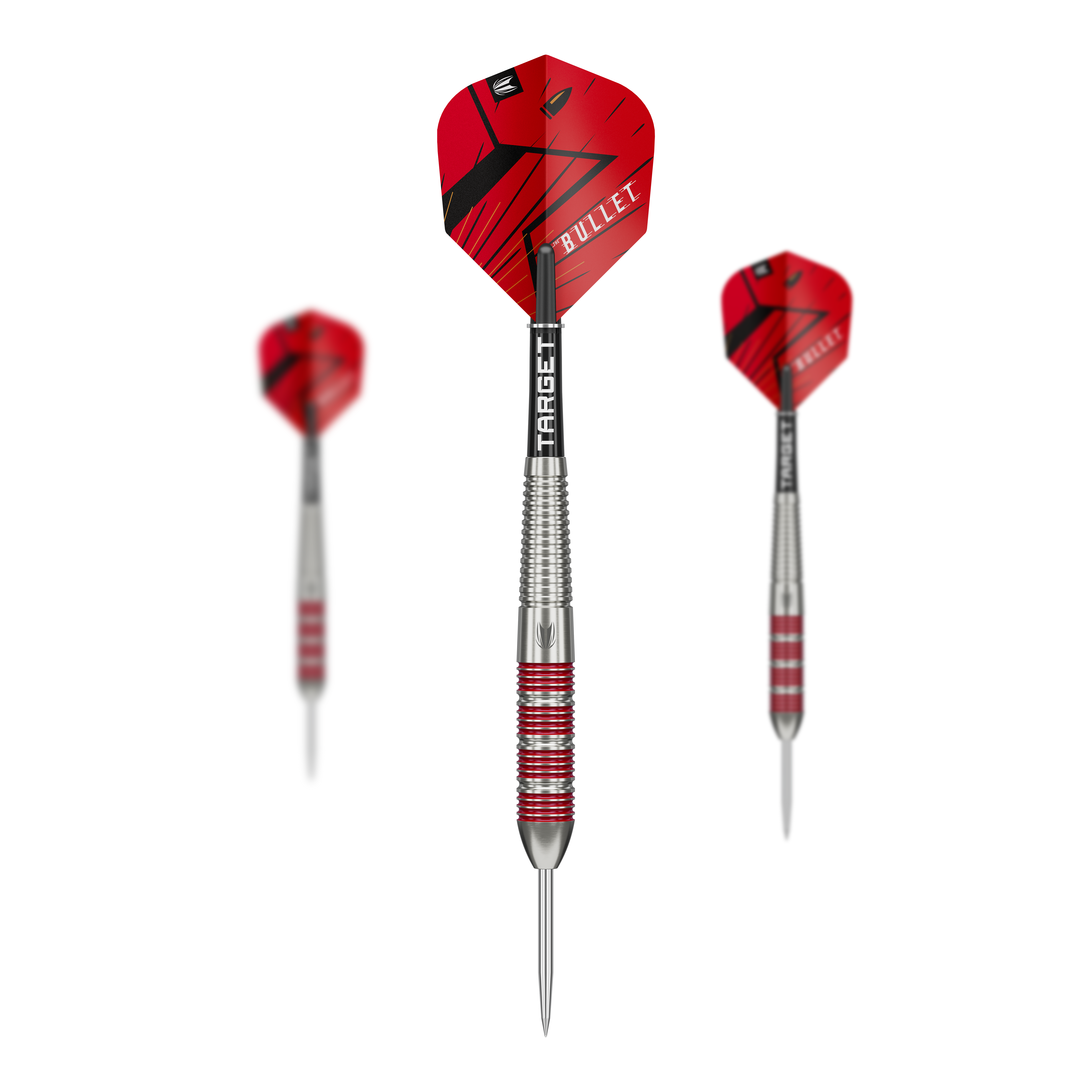 Target Stephen Bunting Bullet 100 Piece Brass Steeldart Set - 22g Das Target Stephen Bunting Bullet Brass Steeldart Set mit 22g ist abgebildet. Die verschiedenen Teile des Sets sind zu sehen.