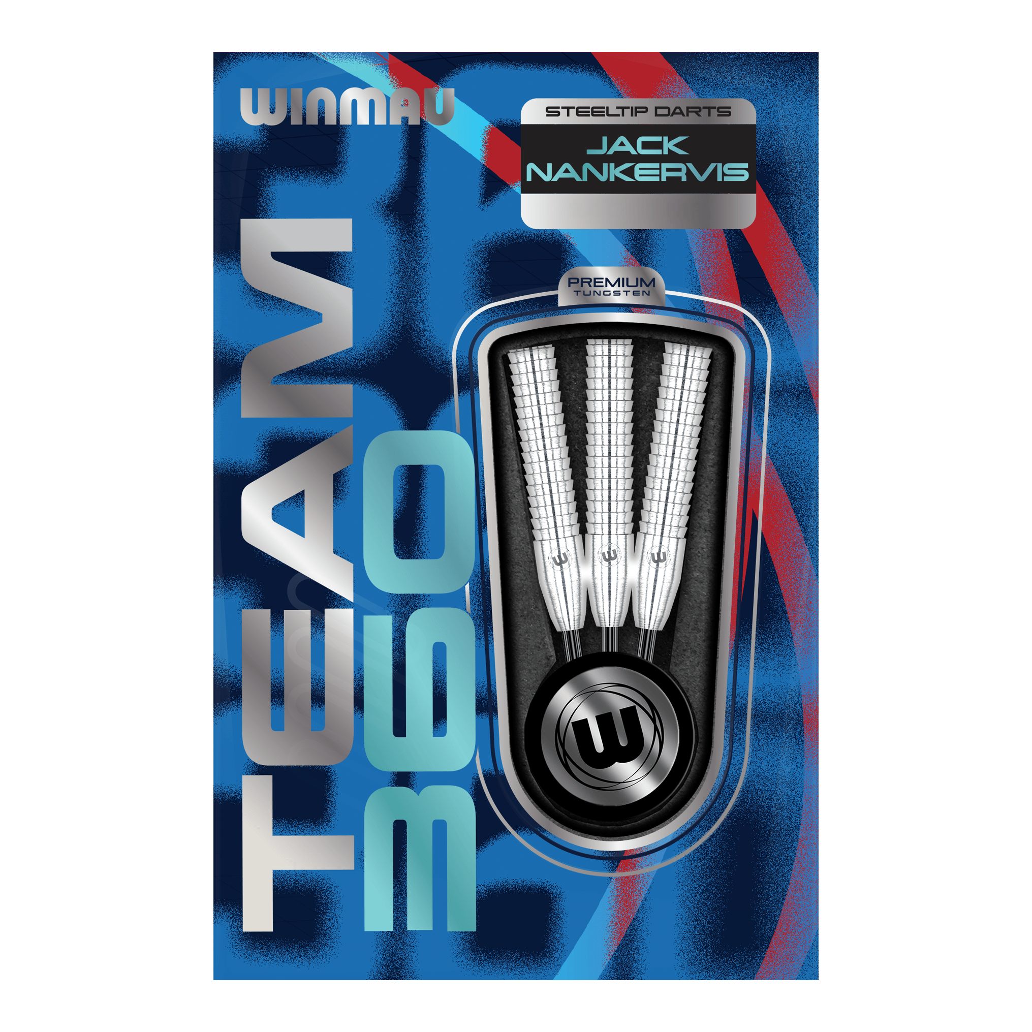 Winmau Team 360 Jack Nankervis steel darts - 24g Das Bild zeigt die Winmau Team 360 Jack Nankervis Steeldarts mit 24g Gewicht. Ideal für Dartspieler, die hochwertige Steeldarts bevorzugen.