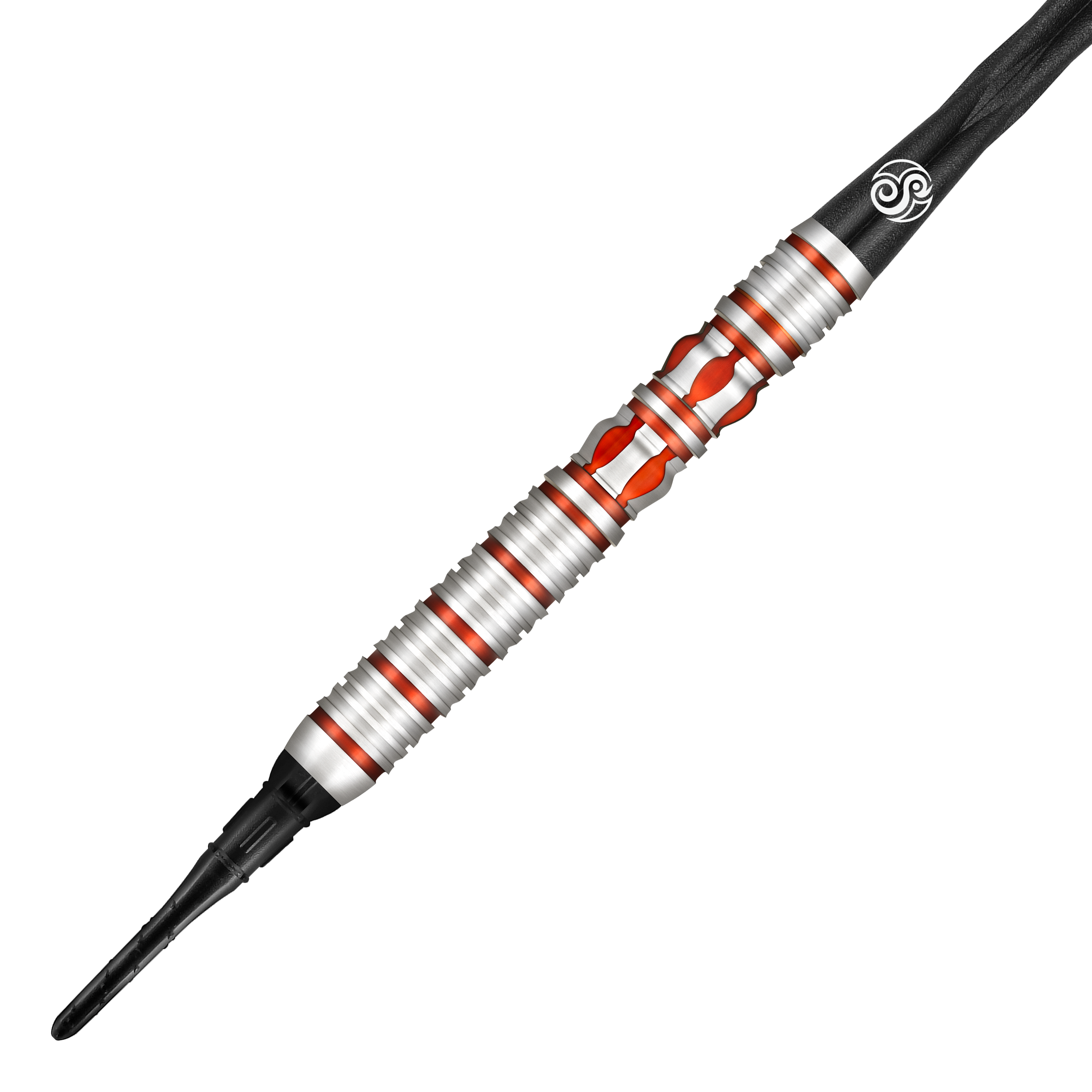 Shot Roman Empire Juno soft darts Das Bild zeigt einen Shot Roman Empire Juno Softdart. Der Dartpfeil ist silbern mit roten Akzenten und hat ein modernes, gerilltes Design.