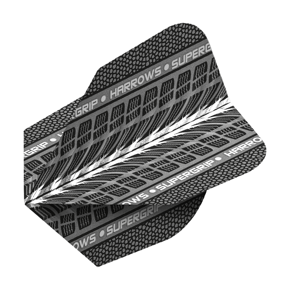 Harrows Supergrip White No6 Flights Hier sind Harrows Supergrip Weiß No6 Flights zu sehen. Das Produkt besteht aus weiß gefärbten Dart-Flights.