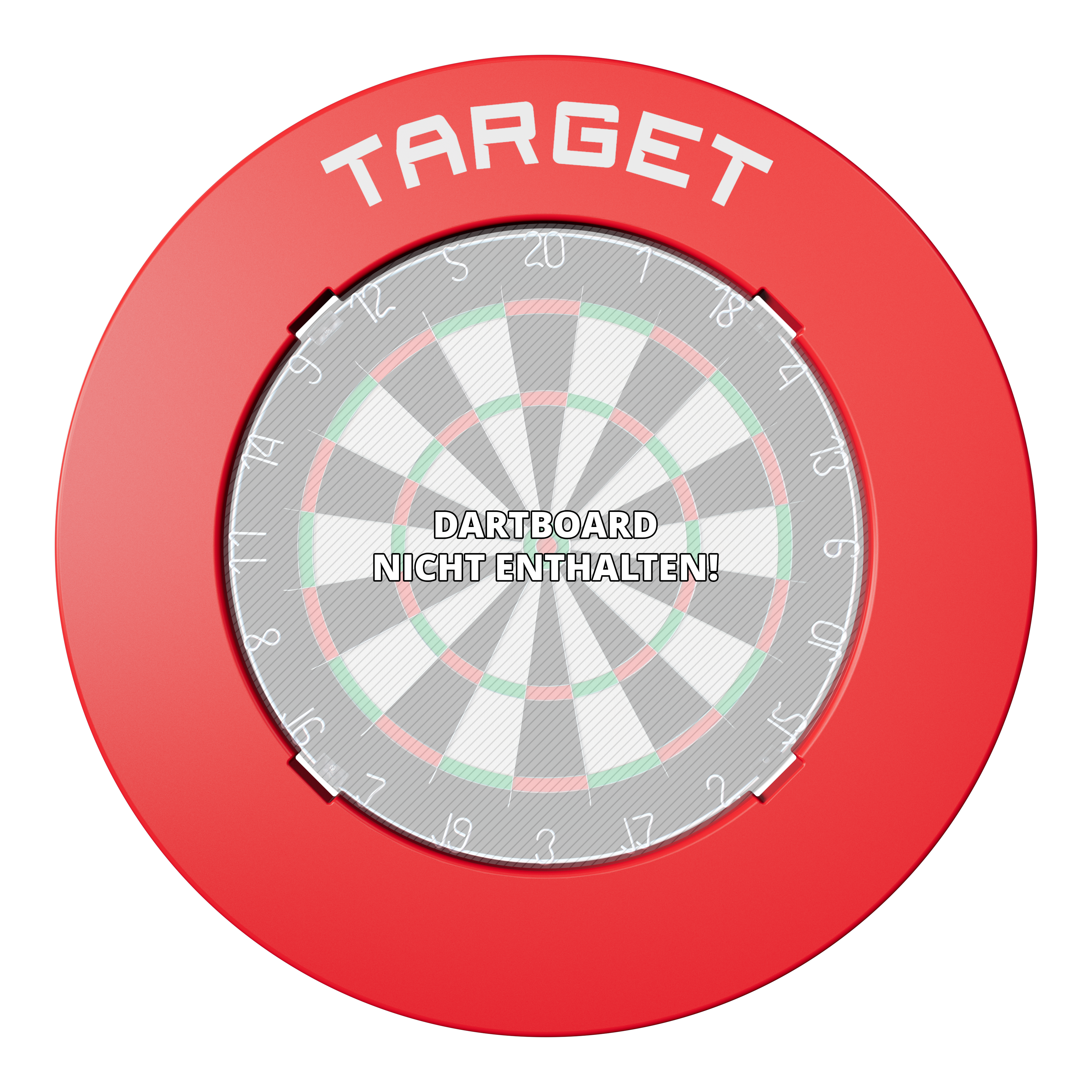 Auf dem Bild ist eine runde rote Umrandung für ein Dartboard. Sie erscheint matt und gleichmäßig.