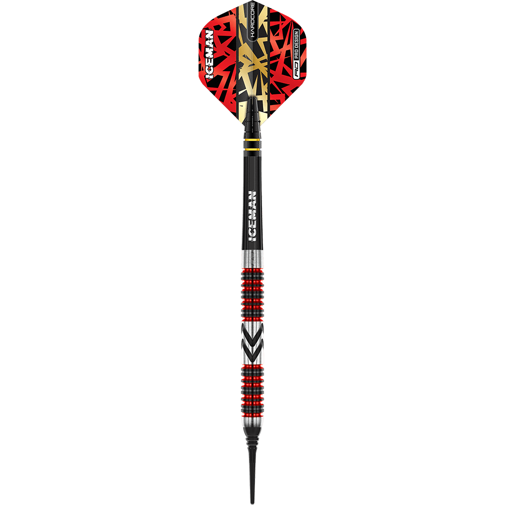 RD2569_Red_Dragon_Gerwyn_Price_Firebird_Softdarts_1ZUxYedrcixk60 Das Bild zeigt einen Red Dragon Gerwyn Price Firebird Softdart mit einem Gewicht von 20g. Der Dart hat ein auffälliges Design mit roten, schwarzen und goldenen Elementen.