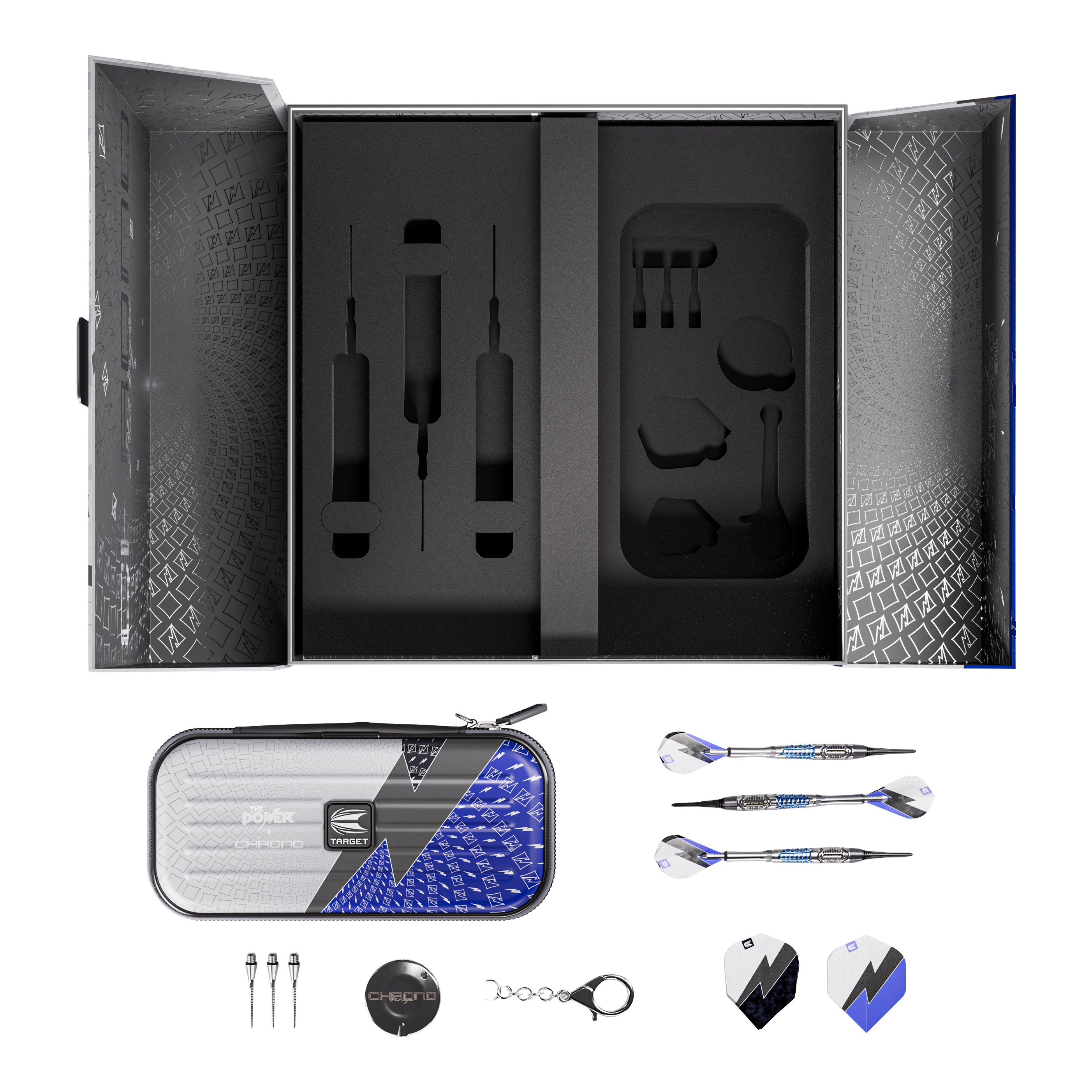 Target Phil Taylor Power X Chrono soft darts Zu sehen sind die Target Phil Taylor Power X Chrono Softdarts. Das Bild zeigt drei Darts nebeneinander.