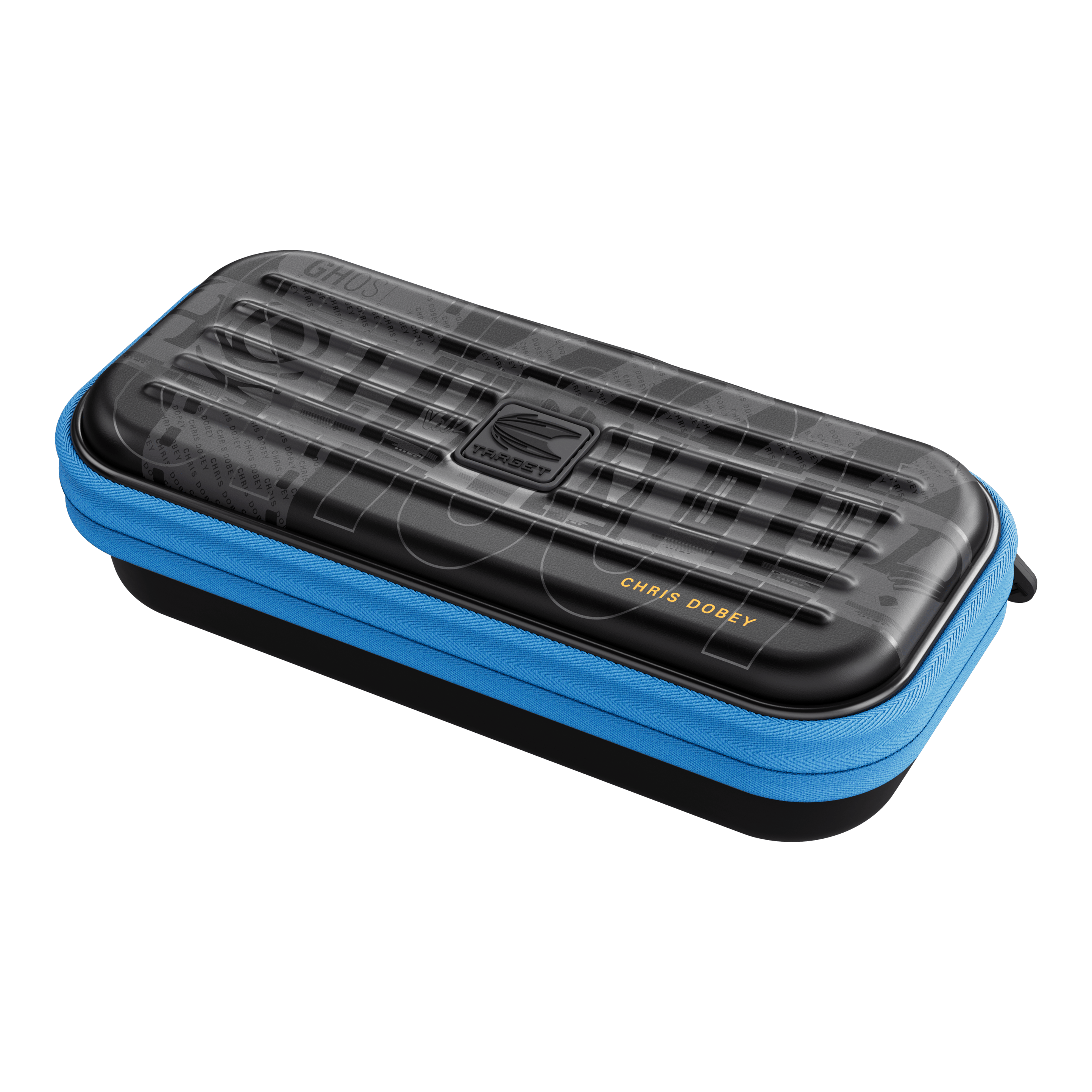 Gezeigt wird das Takoma Ghost Series Chris Dobey Dartcase. Das robuste Etui eignet sich ideal zur Aufbewahrung von Darts.
