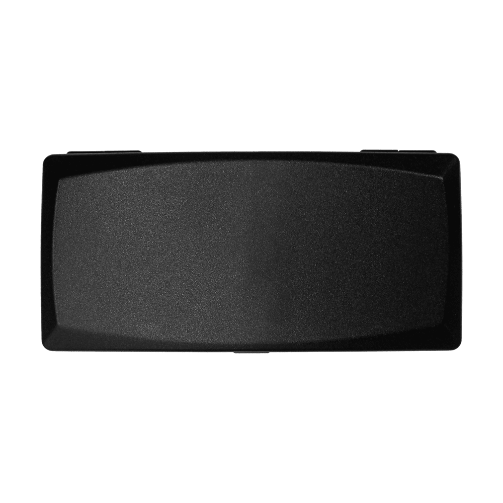 702-schwarz_ABS_Box_Schwarz_2 Das Bild zeigt eine schwarze ABS-Box mit rechteckiger Form. Die Oberfläche der Box ist glatt und schlicht gestaltet.