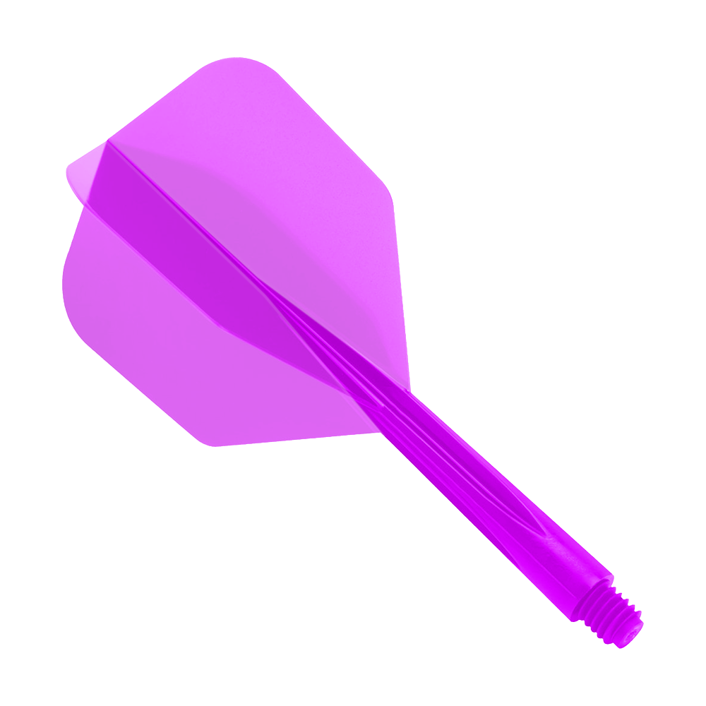 Condor Zero-Stress Clear Purple Flight System Small Das Bild zeigt das Produkt "Condor Zero-Stress Clear Purple Flight System Small". Es handelt sich um ein kleines, durchsichtiges, lila Dartflight-System.