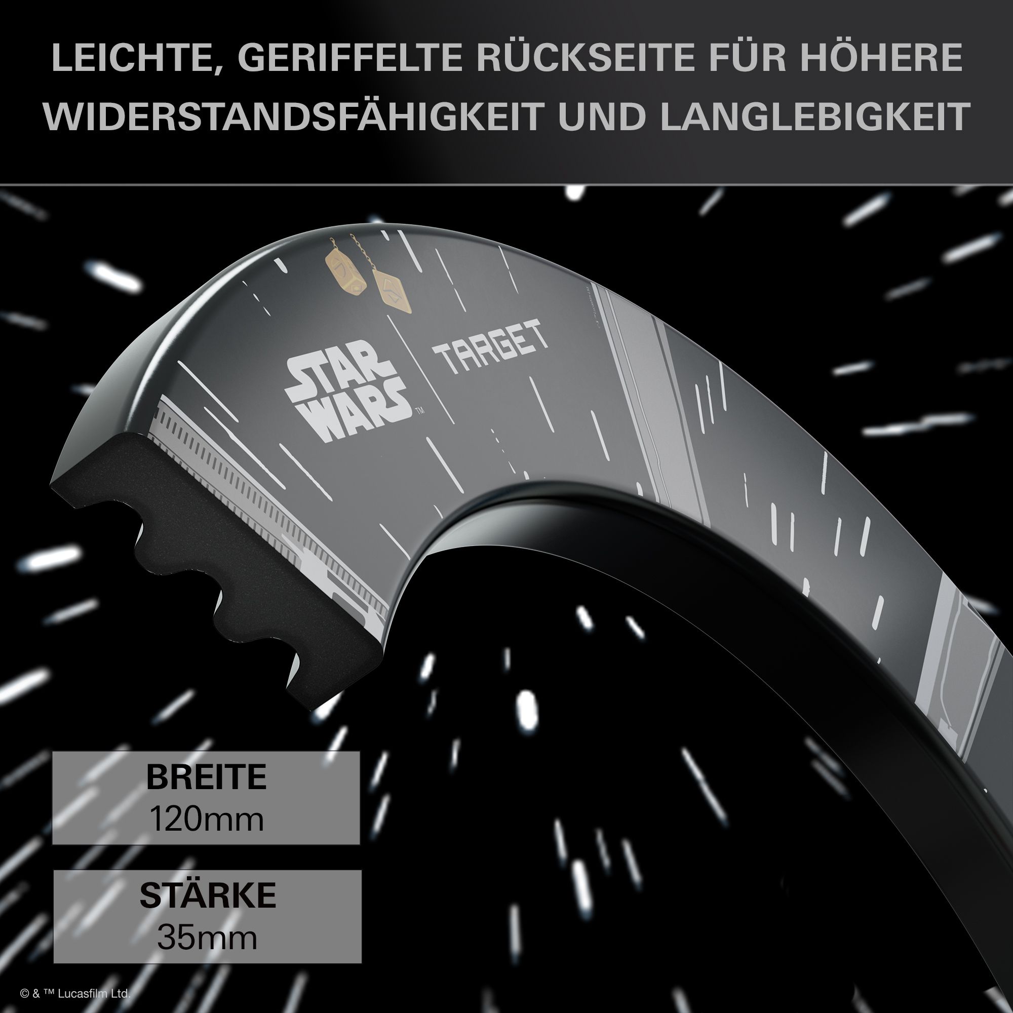 Das Bild zeigt das Target Star Wars Millennium Falcon Surround Board Bundle. Dieses Bundle ist vom Millennium Falcon aus Star Wars inspiriert und enthält eine Dartscheibe mit Surround.