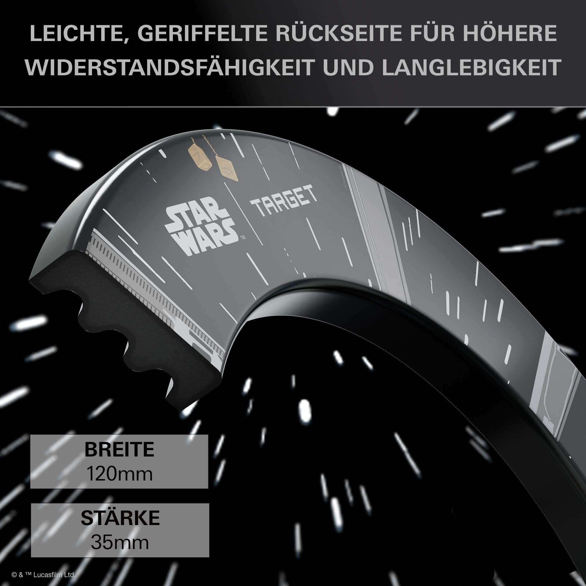 Target Star Wars Millennium Falcon TOR Dartboard Surround Bundle Das Bild zeigt das Target Star Wars Millennium Falcon Surround Board Bundle. Dieses Bundle ist vom Millennium Falcon aus Star Wars inspiriert und enthält eine Dartscheibe mit Surround.