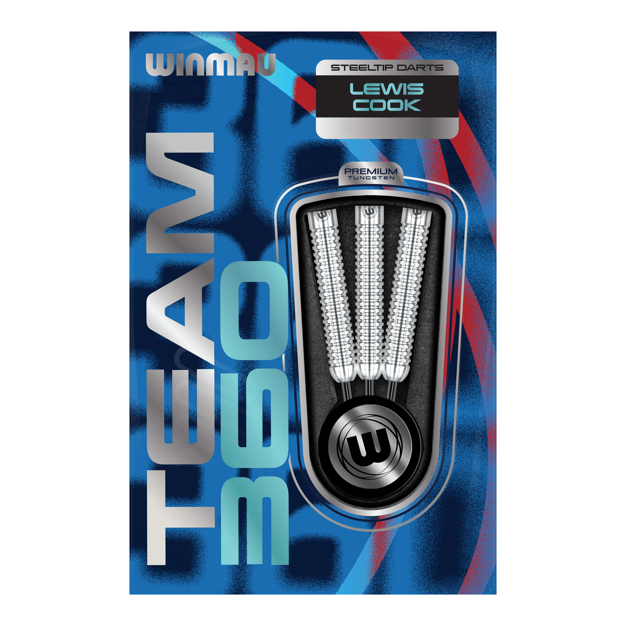 Winmau Team 360 Lewis Cook Steel Darts - 23g Das Bild zeigt Winmau Team 360 Lewis Cook Steeldarts mit einem Gewicht von 23g. Die Steeldarts sind detailliert von der Seite abgebildet.