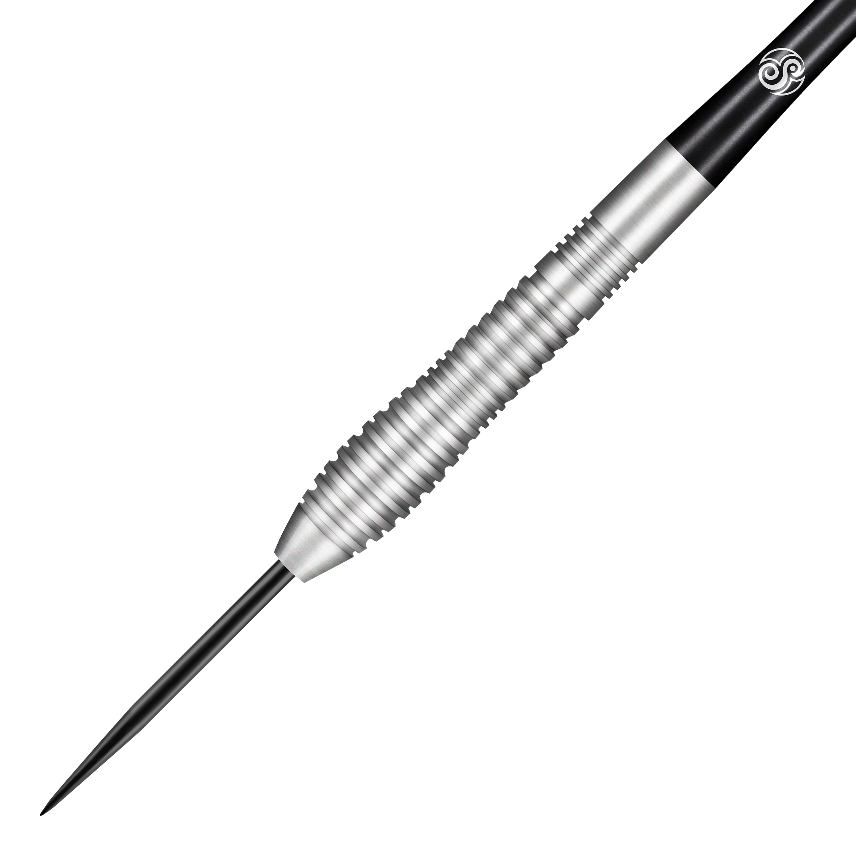 Shot Birds Of Prey Kestrel Steel Darts Das Bild zeigt einen Shot Birds Of Prey Kestrel Steeldart. Der Dartpfeil hat einen silbernen, geriffelten Körper und eine schwarze Spitze.