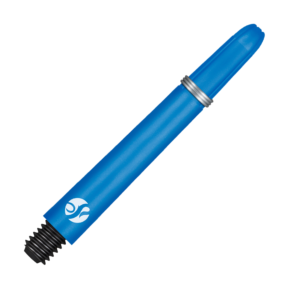 Shot Koi Carbon Shafts - Blue Dies ist ein blauer Carbon-Schaft für einen Dartpfeil. Am unteren Ende befindet sich ein schwarzes Gewinde zum Befestigen.