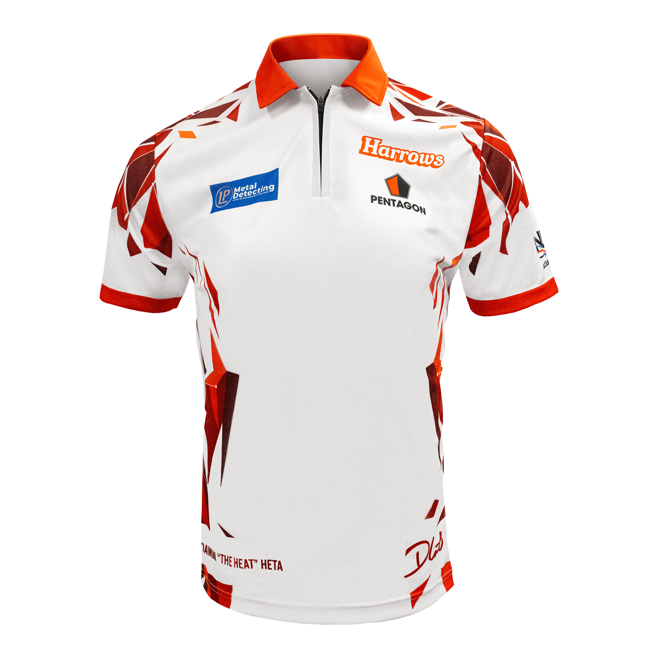 Harrow's Damon Heta player shirt Hier sieht man das Harrows Damon Heta Playershirt. Das Shirt ist für Dartspieler gemacht.